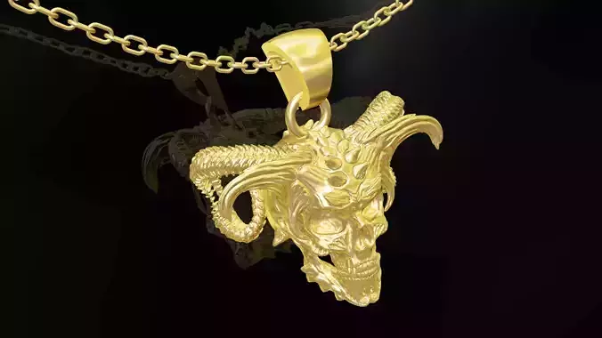 Skull demon pendant jewelry gold