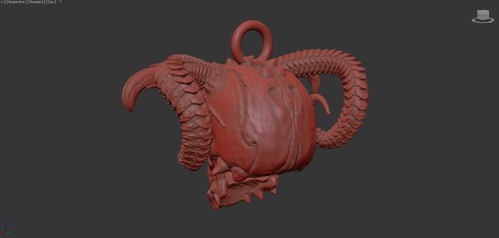 Skull demon pendant jewelry gold 3D print model_7