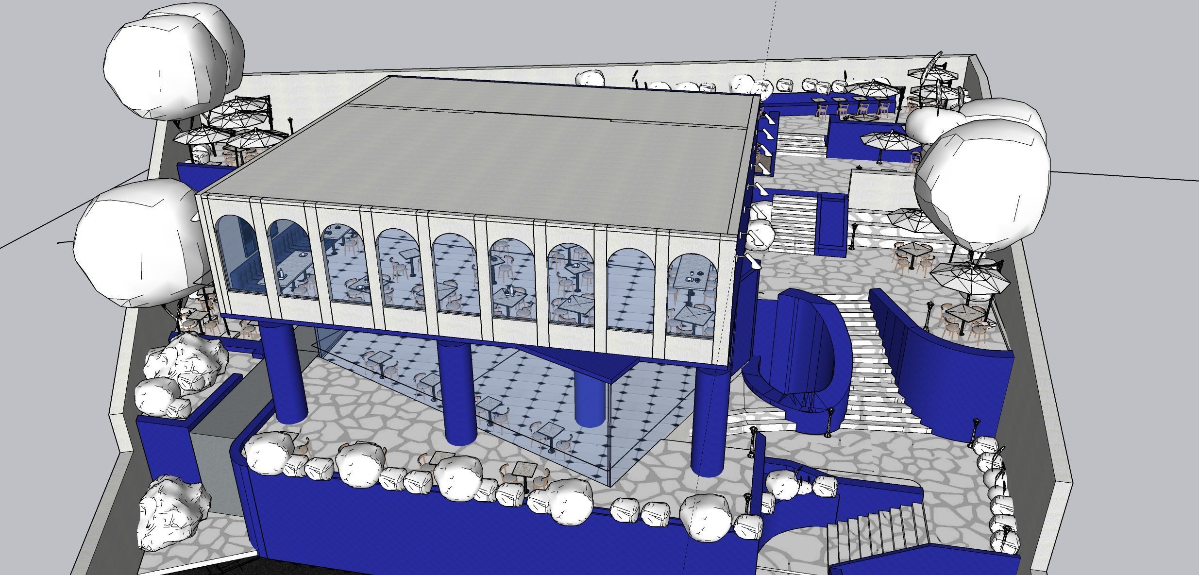 Greek style cafe 3D model_1