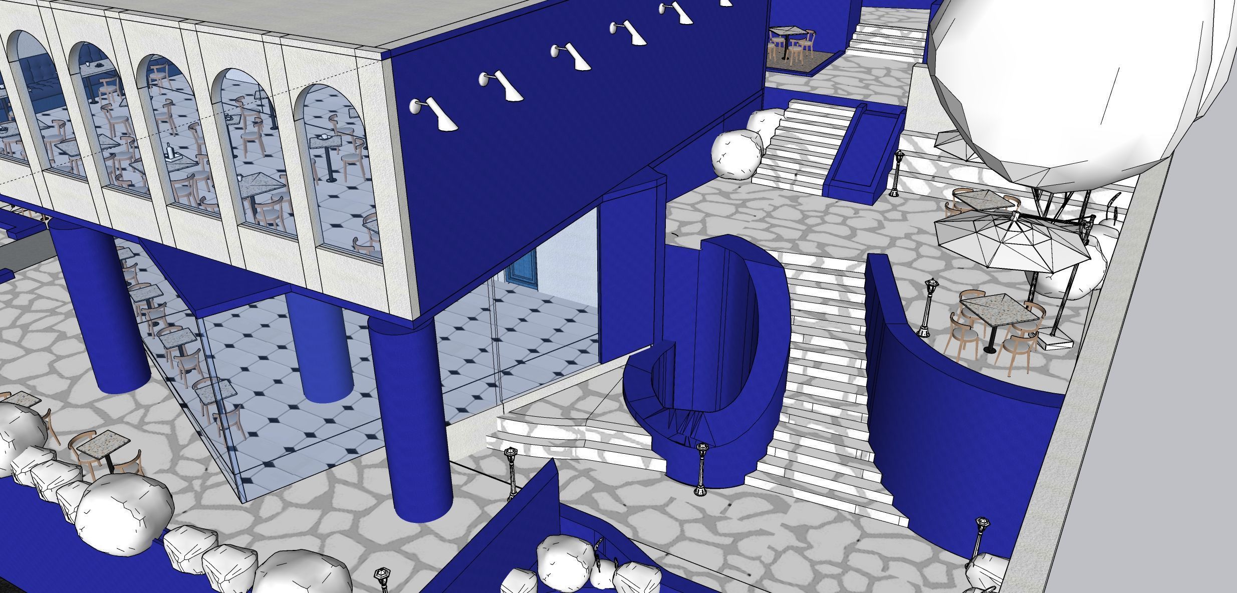 Greek style cafe 3D model_4