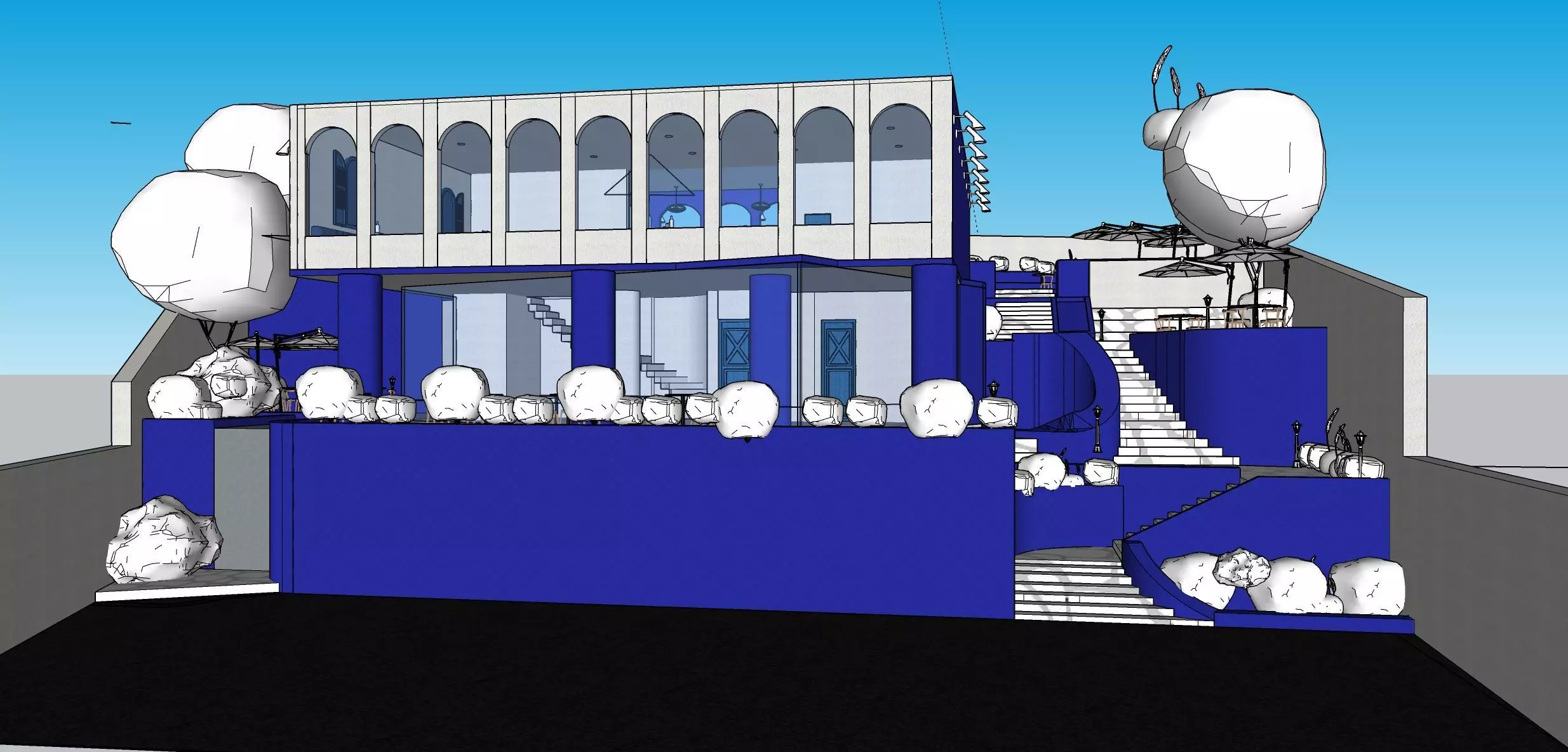 Greek style cafe 3D model_0