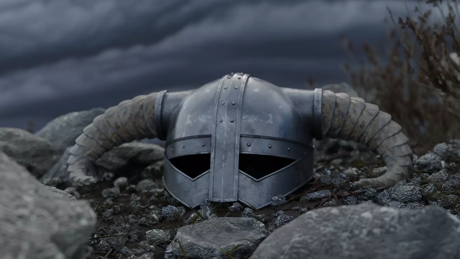 Legendary Skyrim Helmet Low-poly 3D model_0