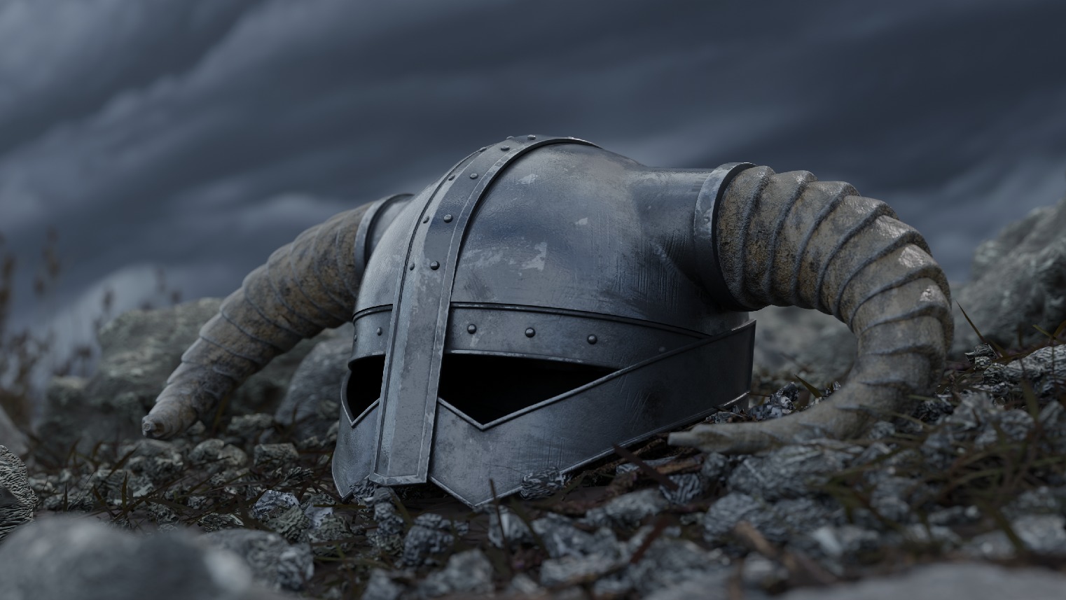 Legendary Skyrim Helmet Low-poly 3D model_1