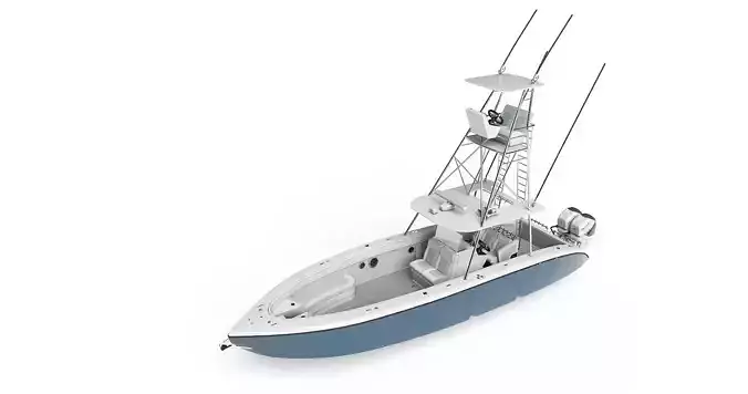 Sport fishing boat Light Grey 3D model