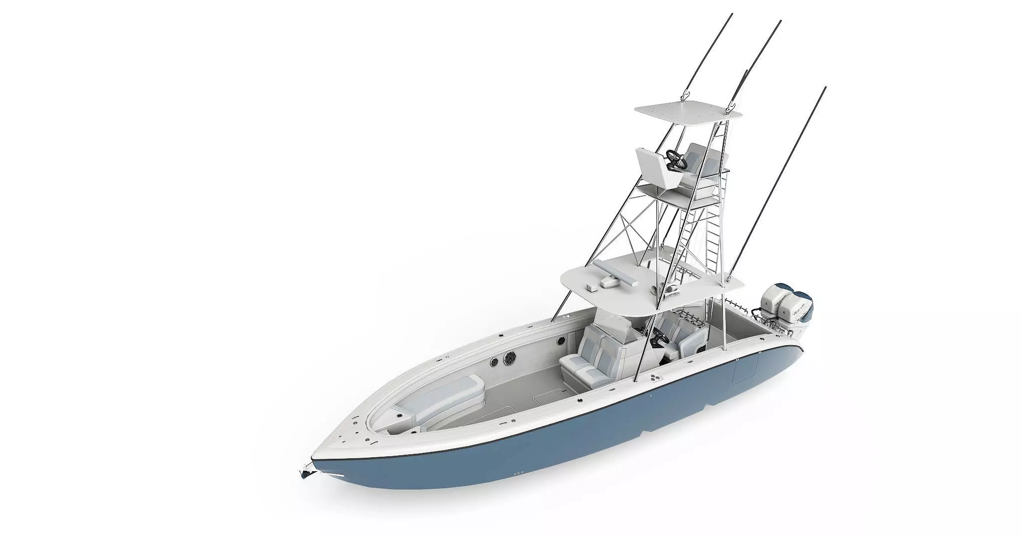 Sport fishing boat Light Grey 3D model_0
