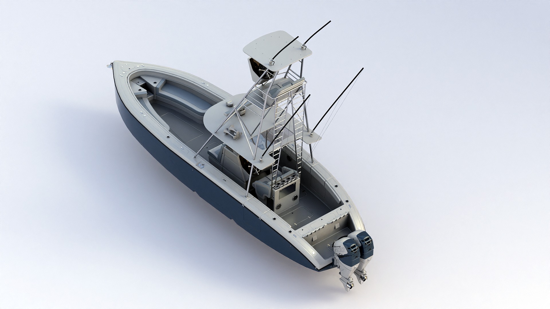 Sport fishing boat Light Grey 3D model_15