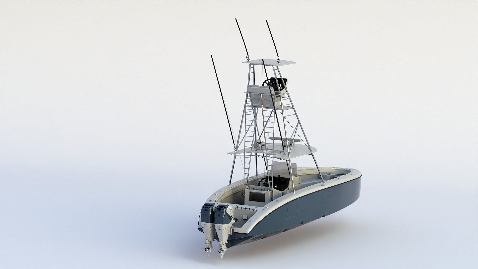 Sport fishing boat Light Grey 3D model_11