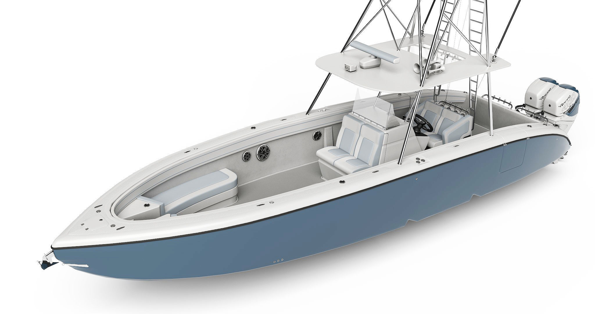Sport fishing boat Light Grey 3D model_3