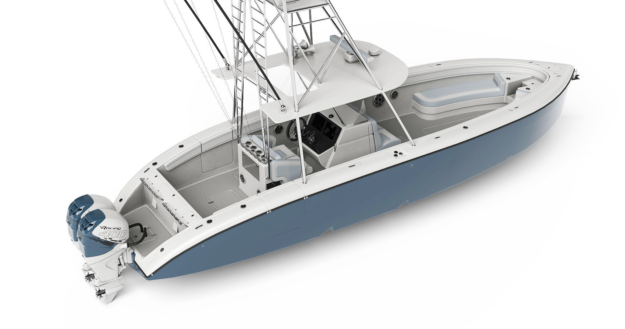 Sport fishing boat Light Grey 3D model_4