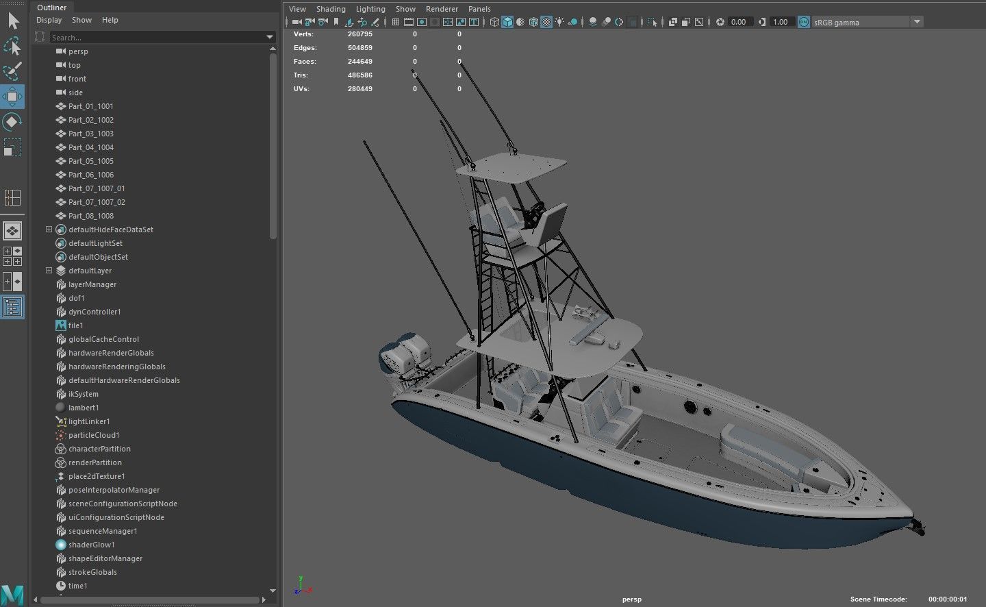Sport fishing boat Light Grey 3D model_19