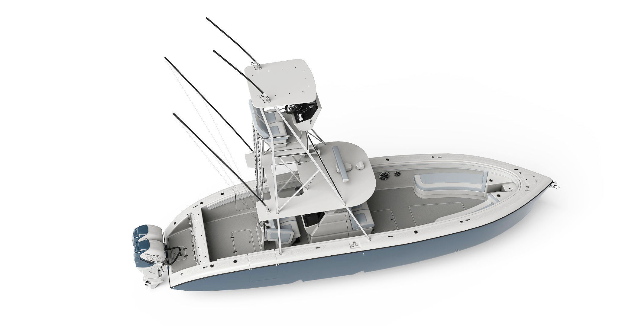 Sport fishing boat Light Grey 3D model_6