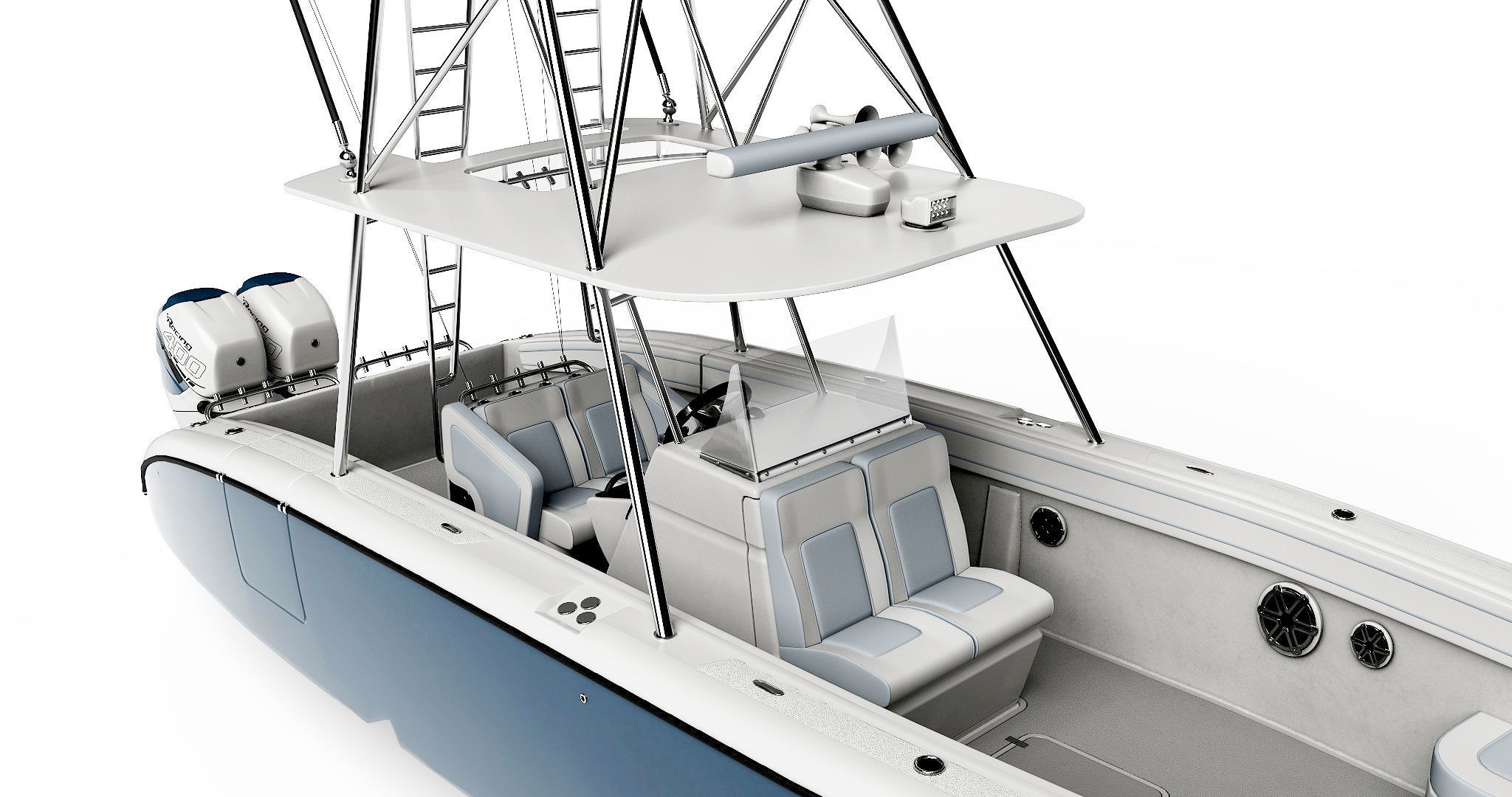 Sport fishing boat Light Grey 3D model_8