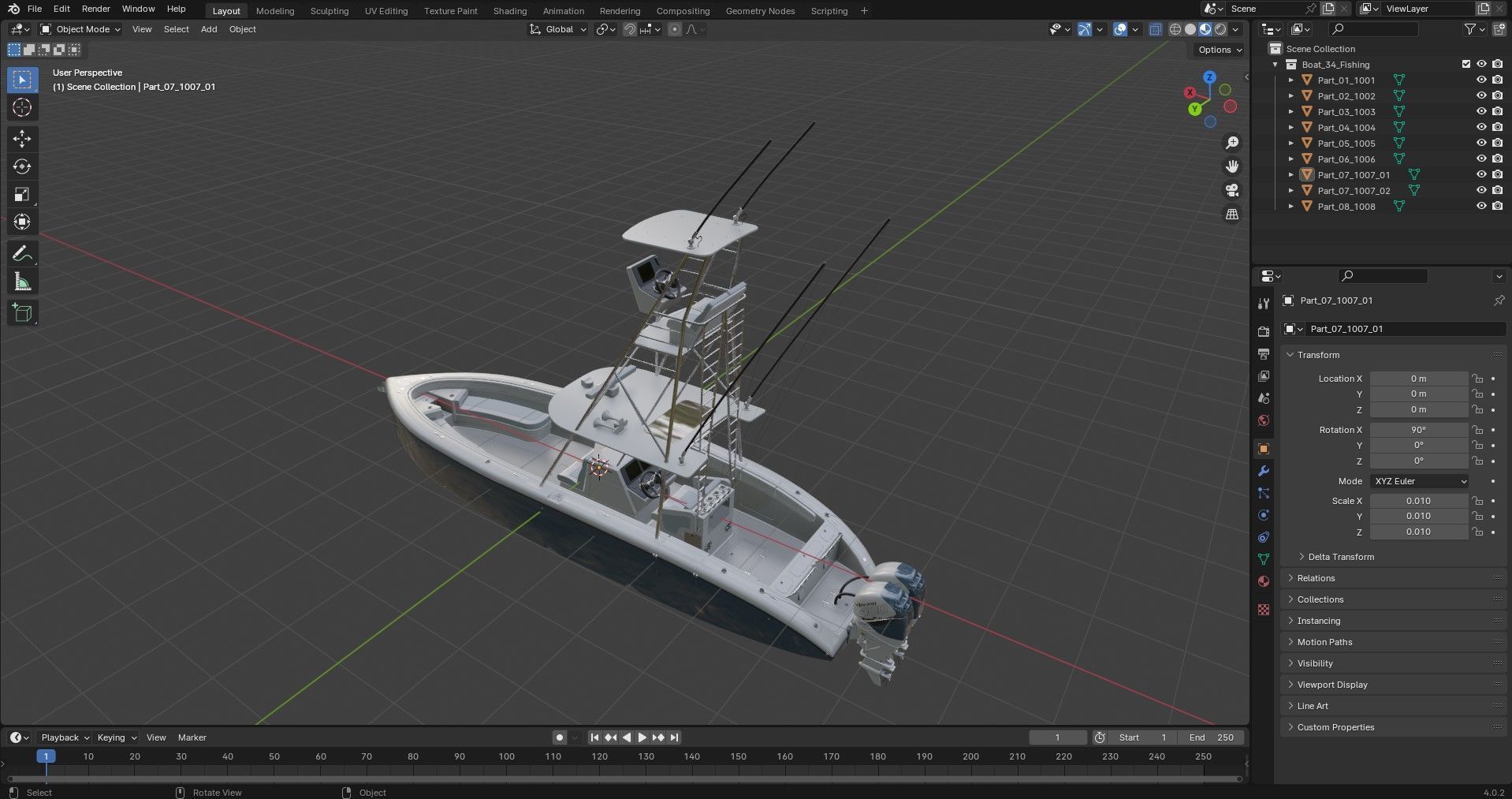 Sport fishing boat Light Grey 3D model_17