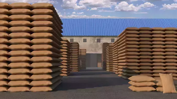 Realistic Warehouse Scene 3D Model in Blender 3D model