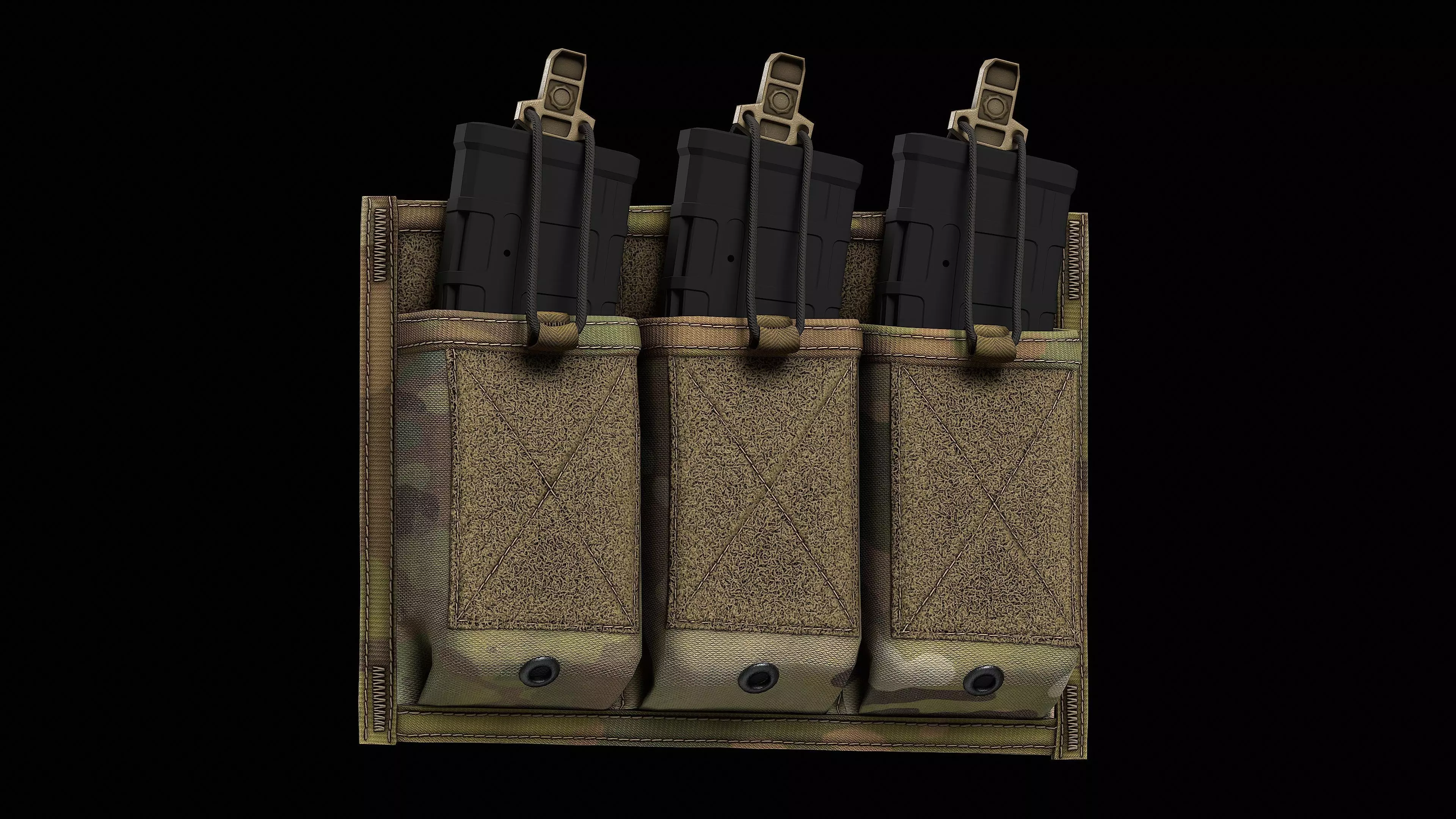 MSA Triple M4 Mag Pouch Low-poly 3D model_0