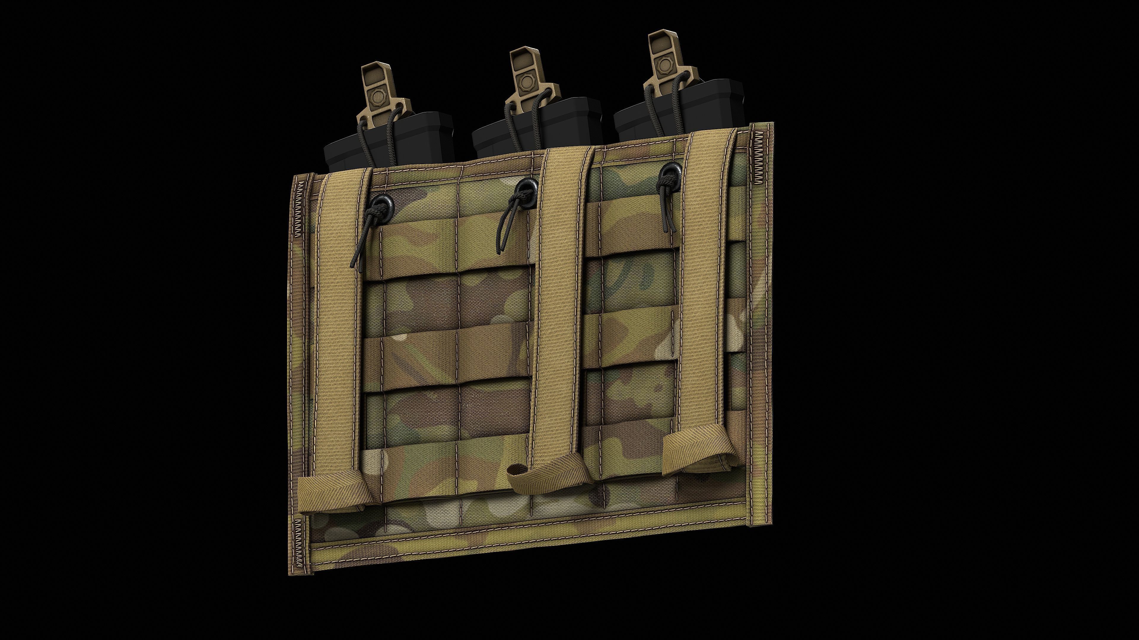 MSA Triple M4 Mag Pouch Low-poly 3D model_1
