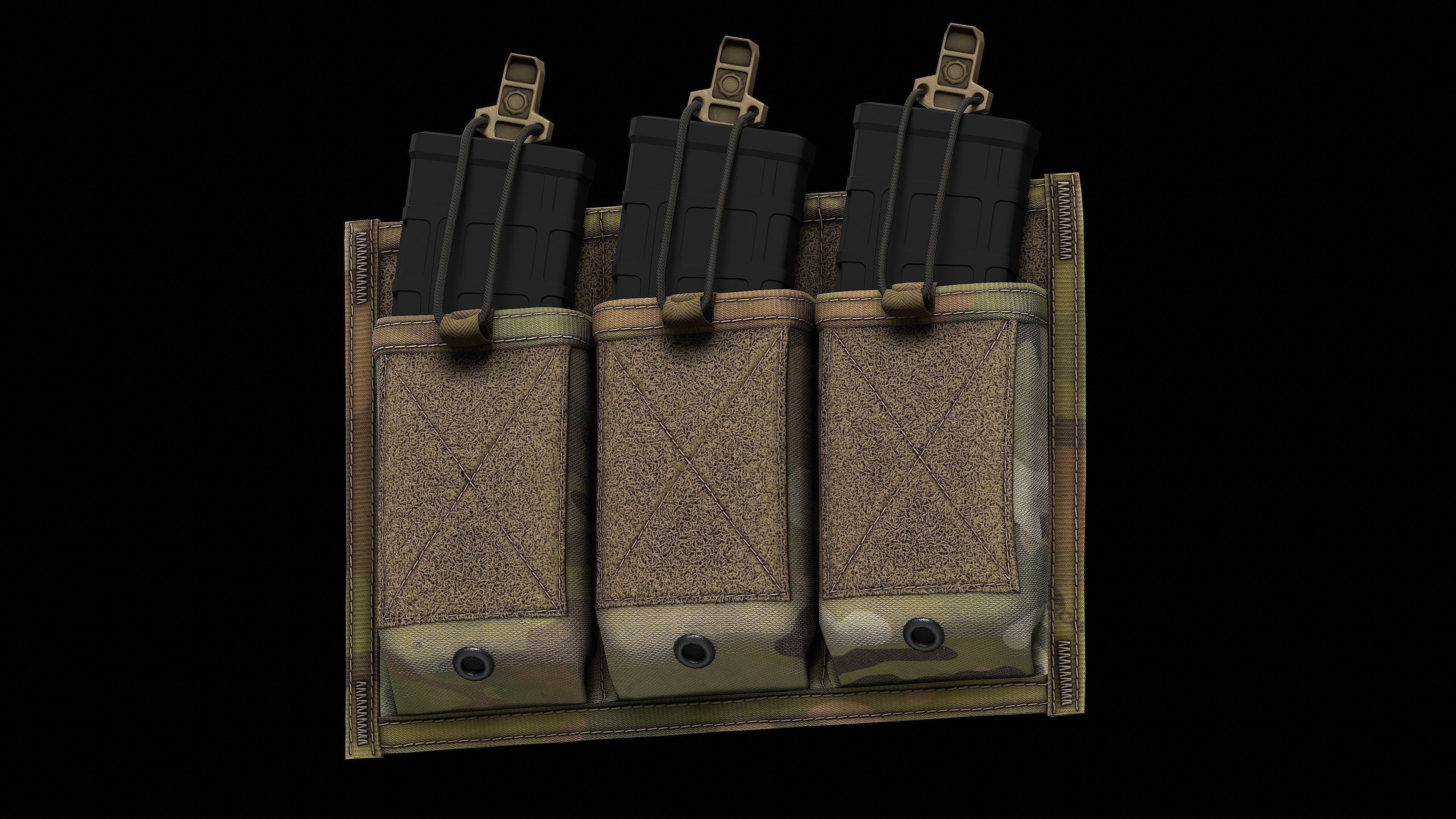 MSA Triple M4 Mag Pouch Low-poly 3D model_3