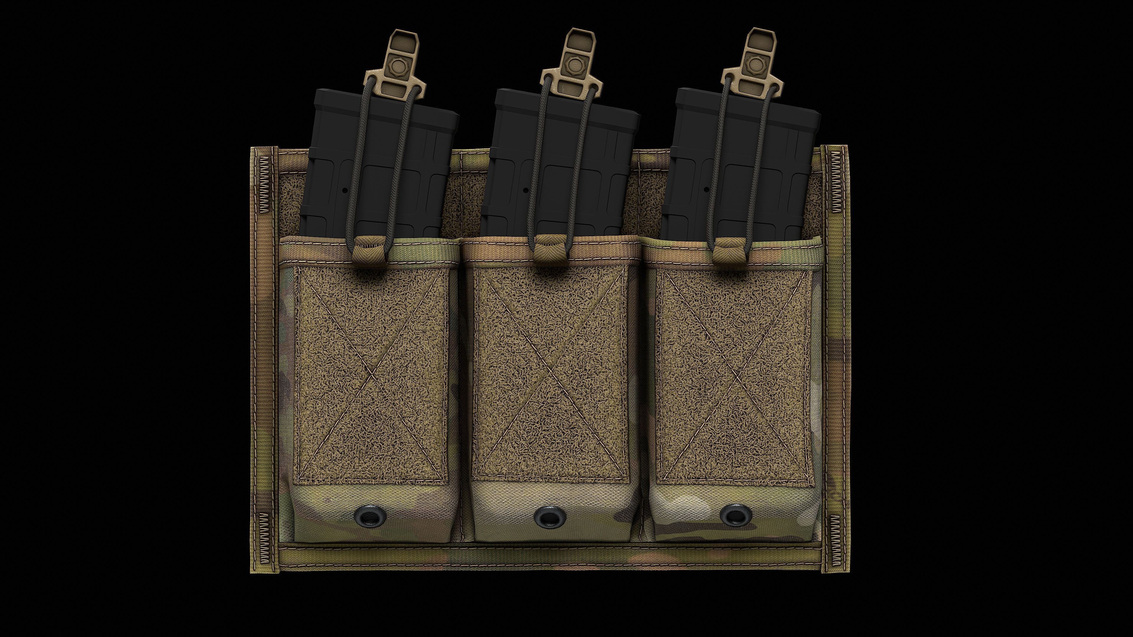 MSA Triple M4 Mag Pouch Low-poly 3D model_4