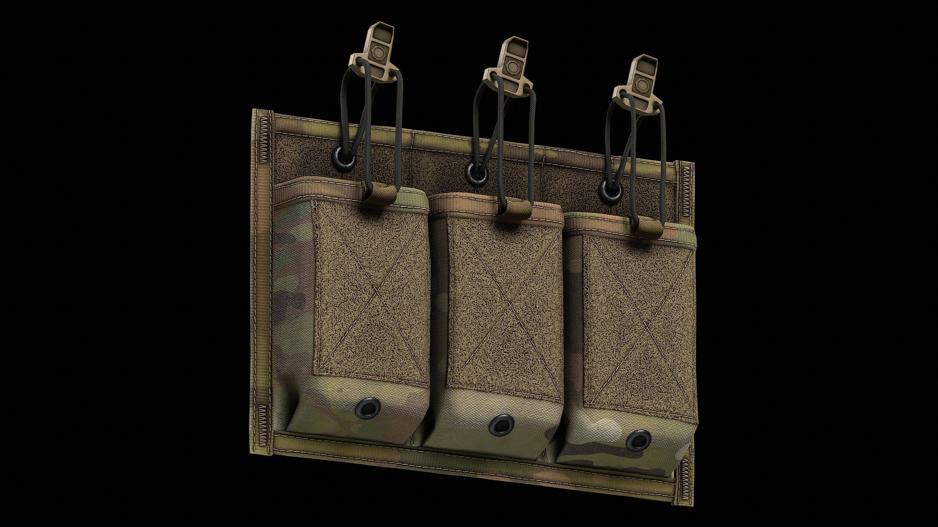 MSA Triple M4 Mag Pouch Low-poly 3D model_6
