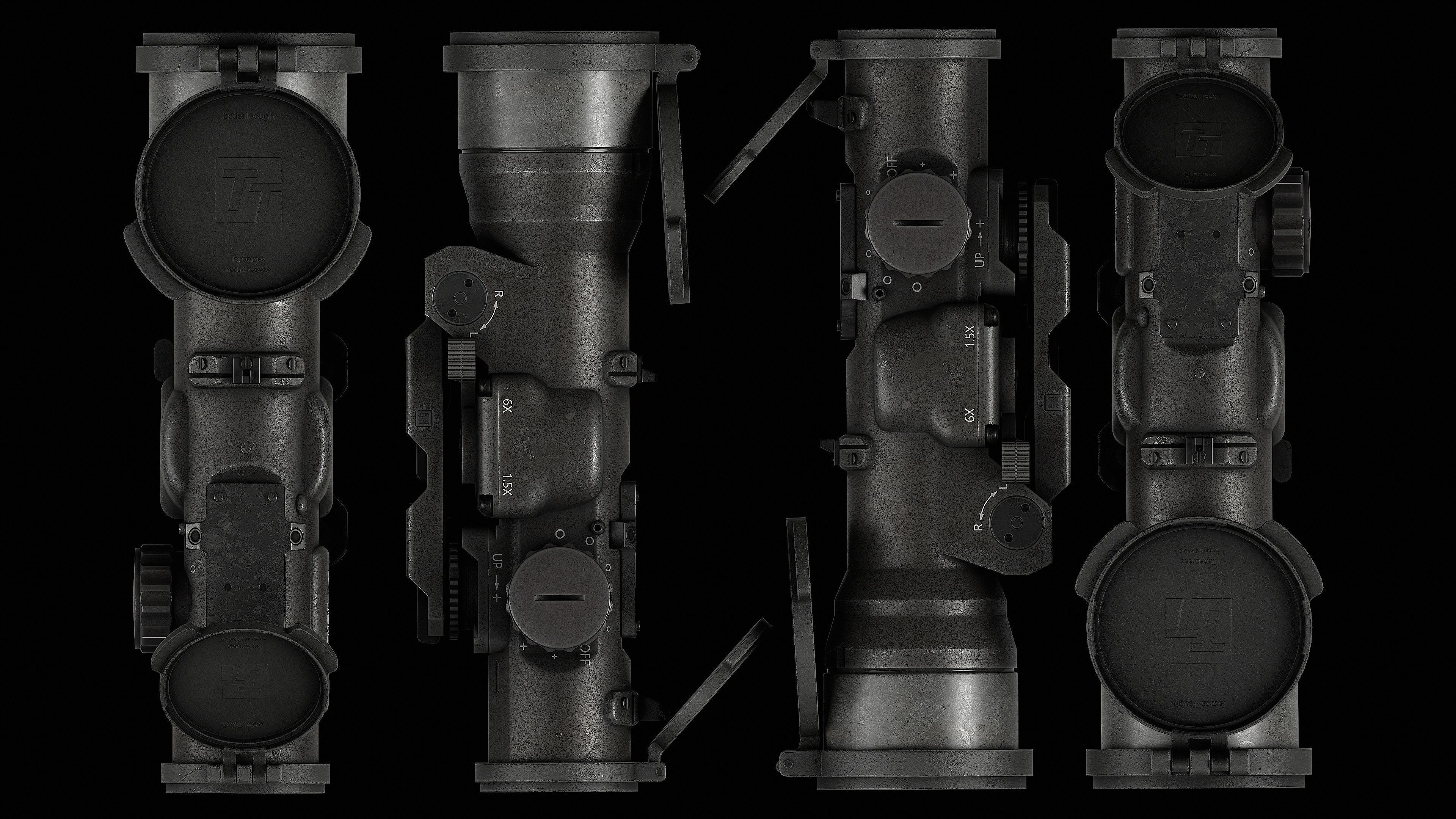 Scope Elcan SpecterDR 1 5 6x Low-poly 3D model_56
