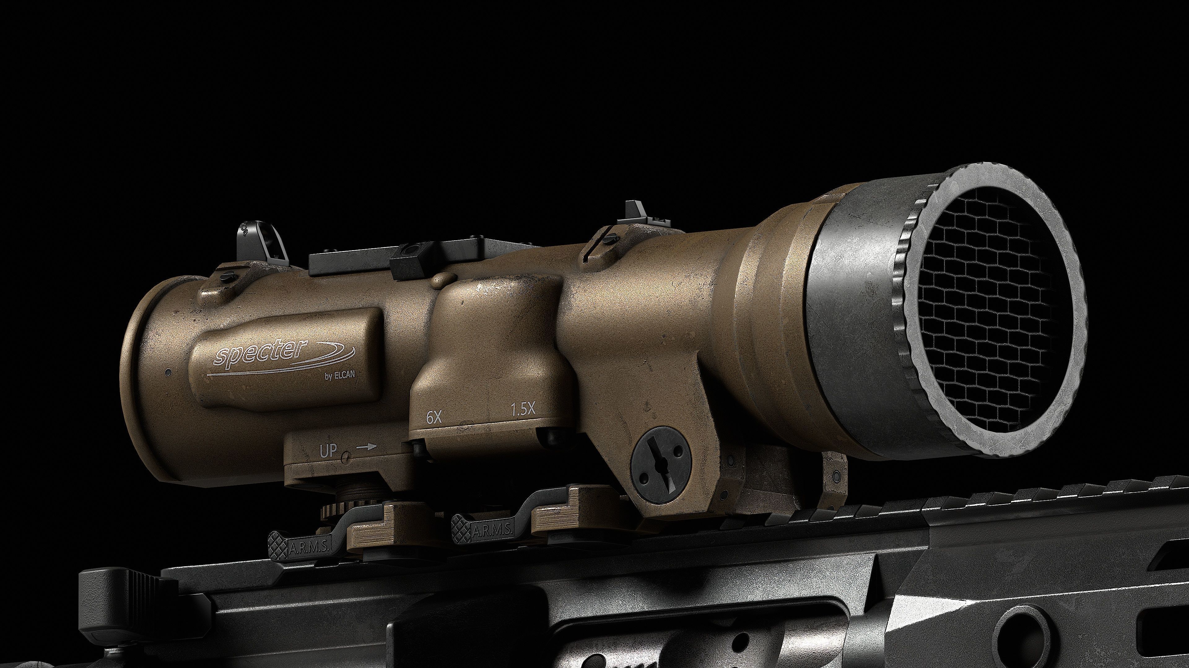 Scope Elcan SpecterDR 1 5 6x Low-poly 3D model_36