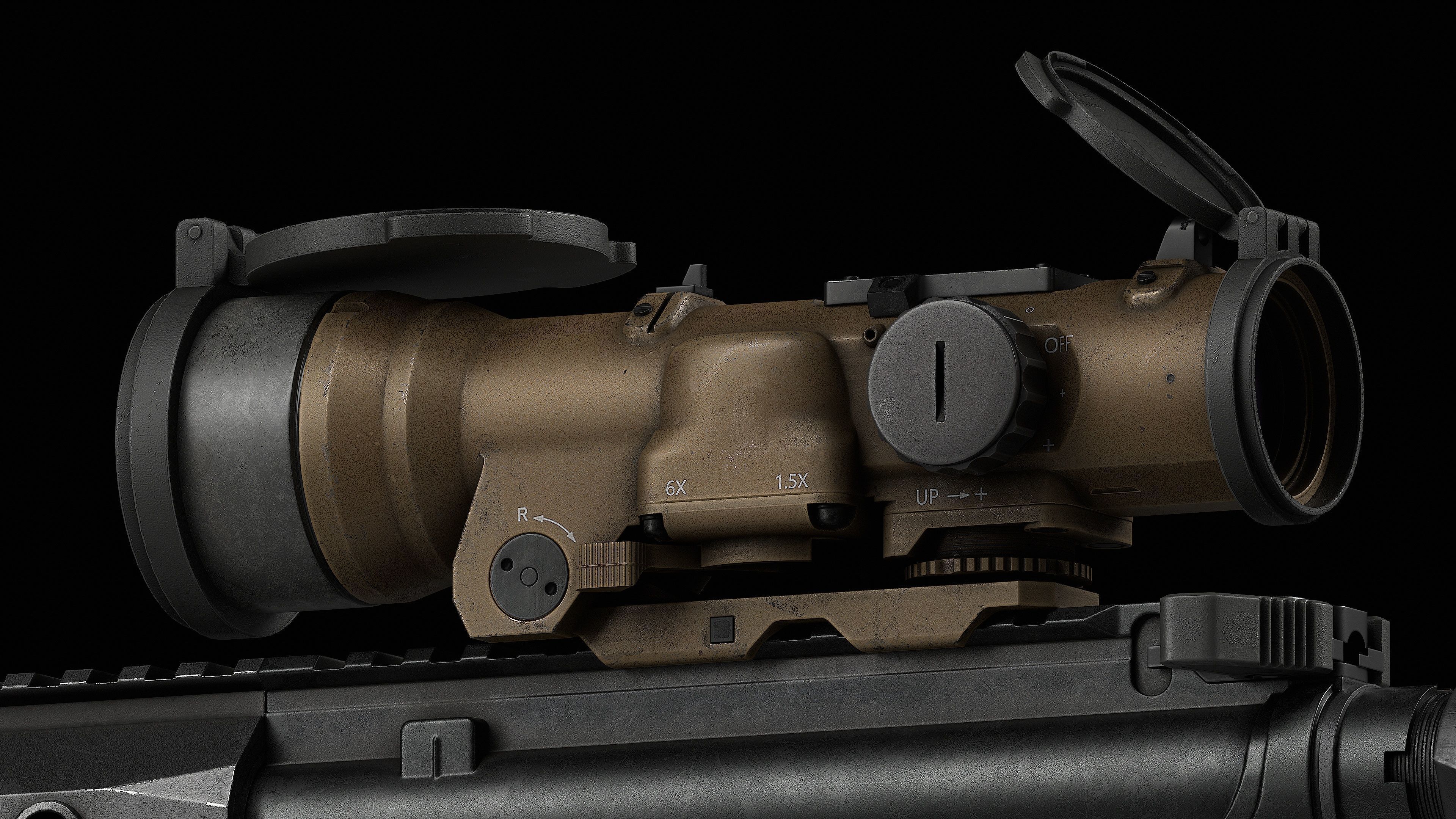 Scope Elcan SpecterDR 1 5 6x Low-poly 3D model_43