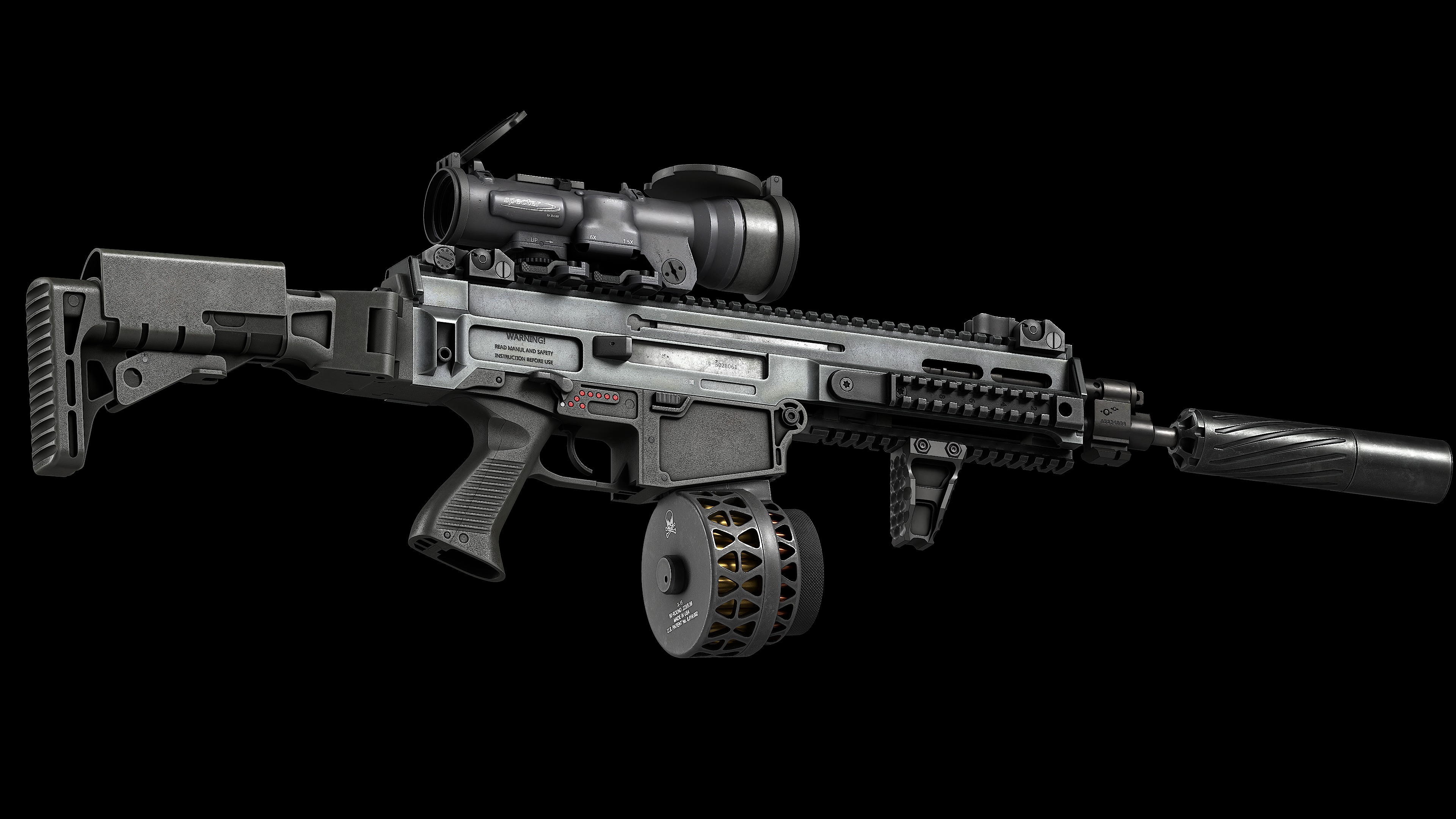 Scope Elcan SpecterDR 1 5 6x Low-poly 3D model_11