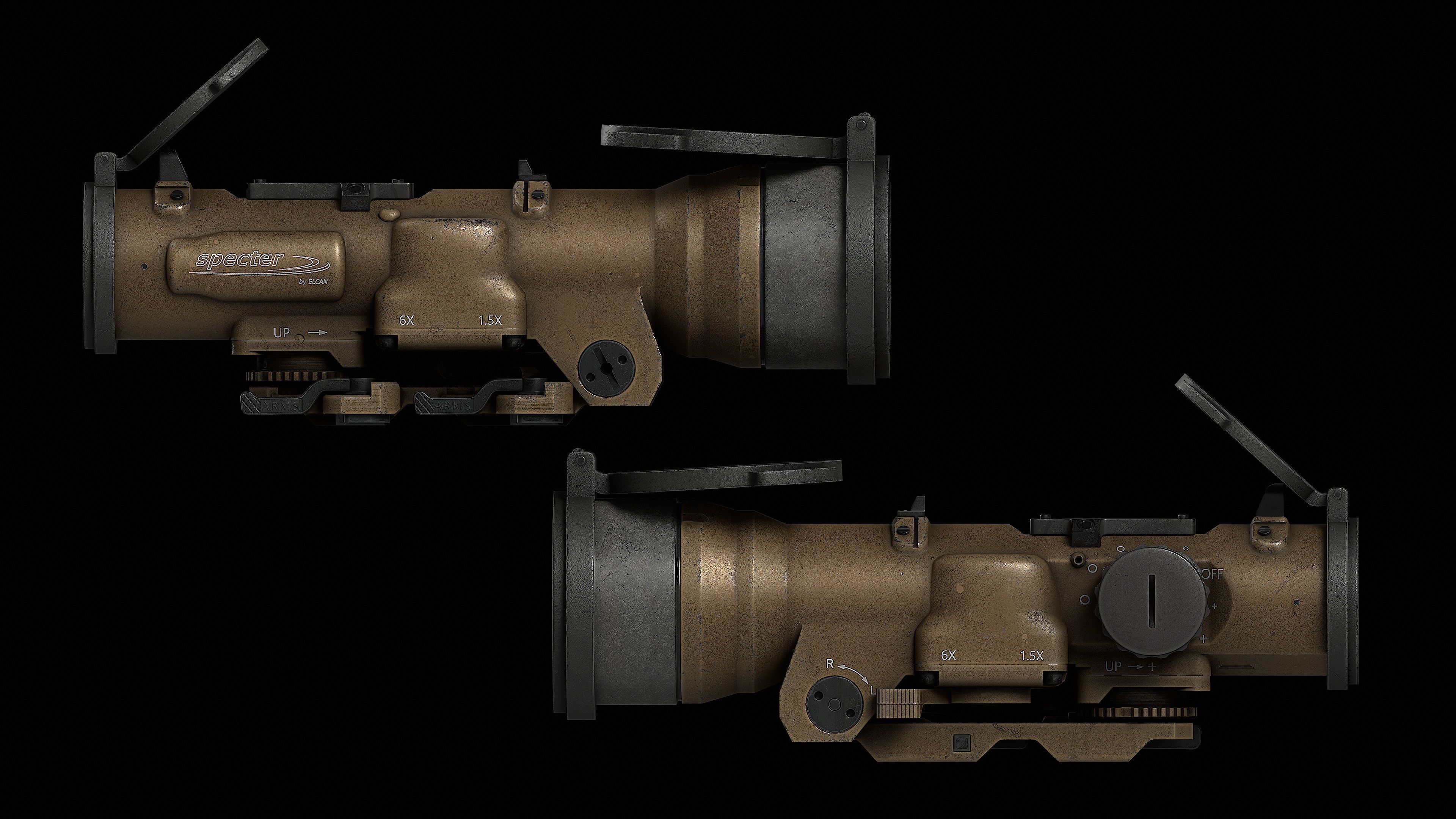 Scope Elcan SpecterDR 1 5 6x Low-poly 3D model_23