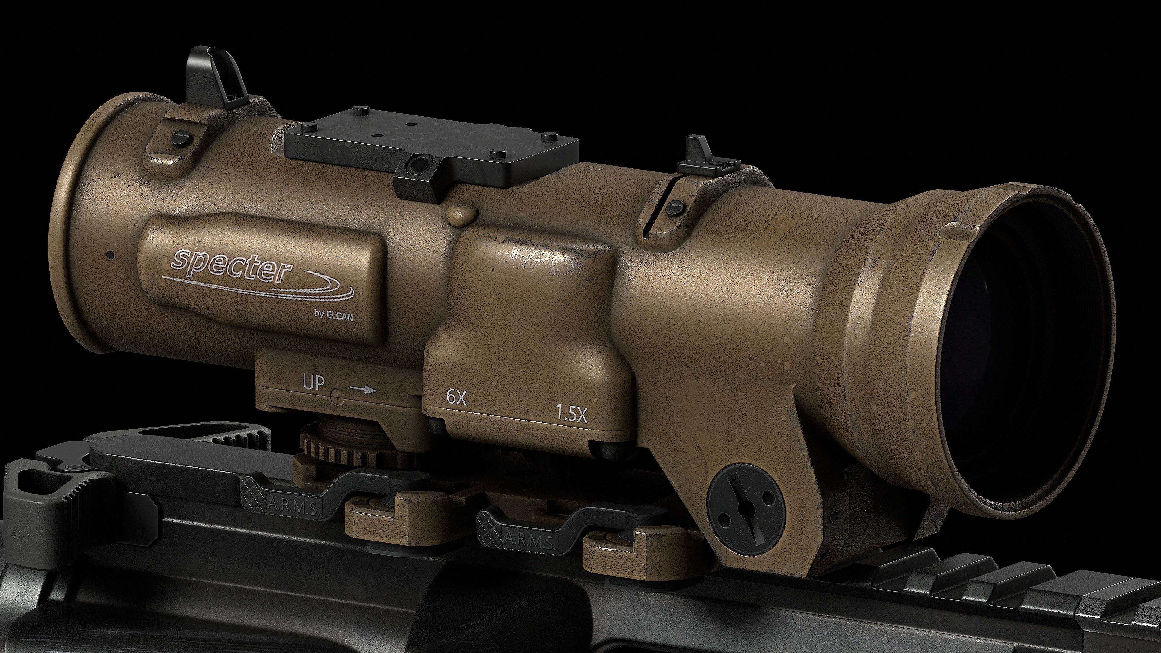 Scope Elcan SpecterDR 1 5 6x Low-poly 3D model_38