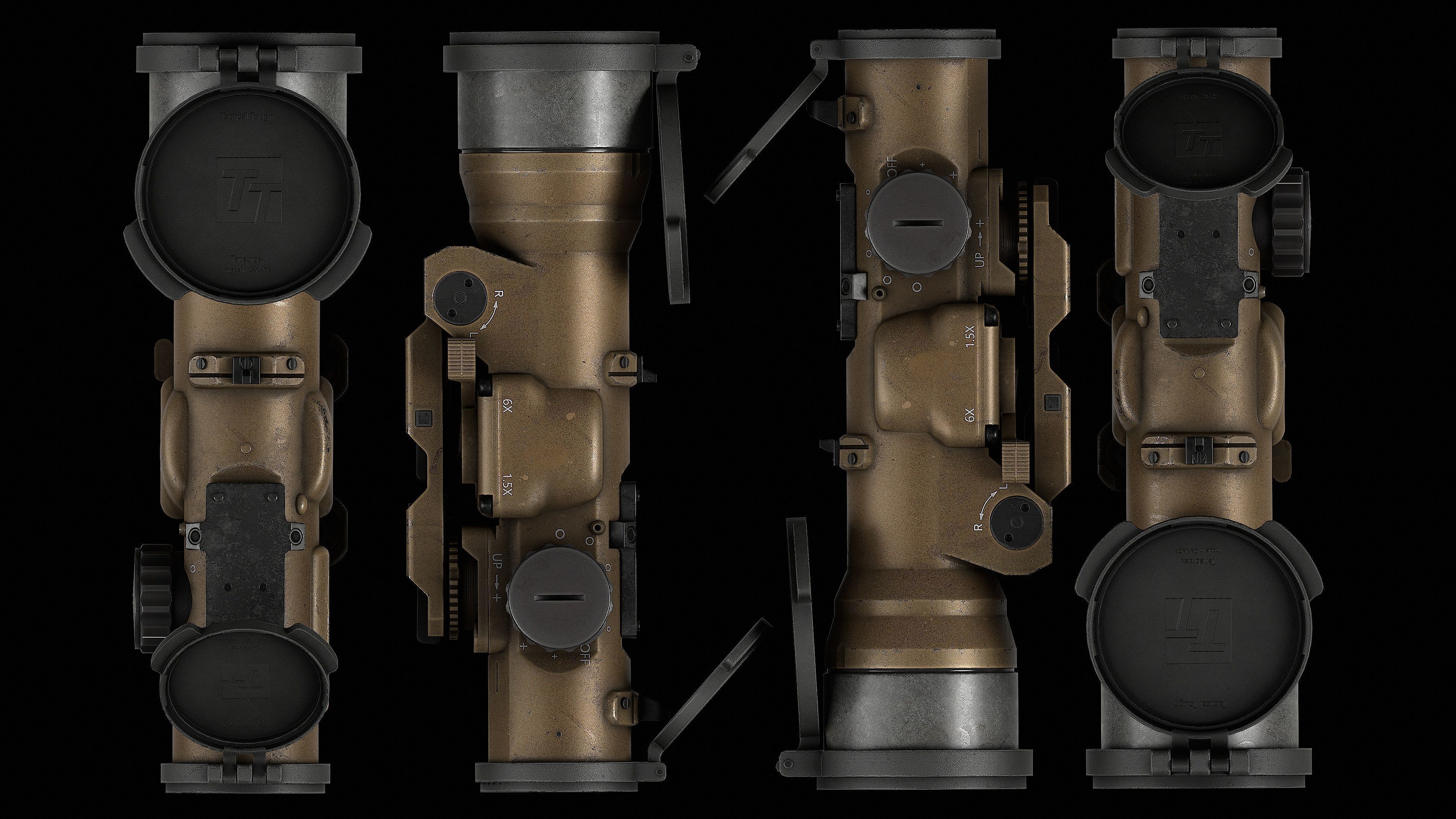Scope Elcan SpecterDR 1 5 6x Low-poly 3D model_55
