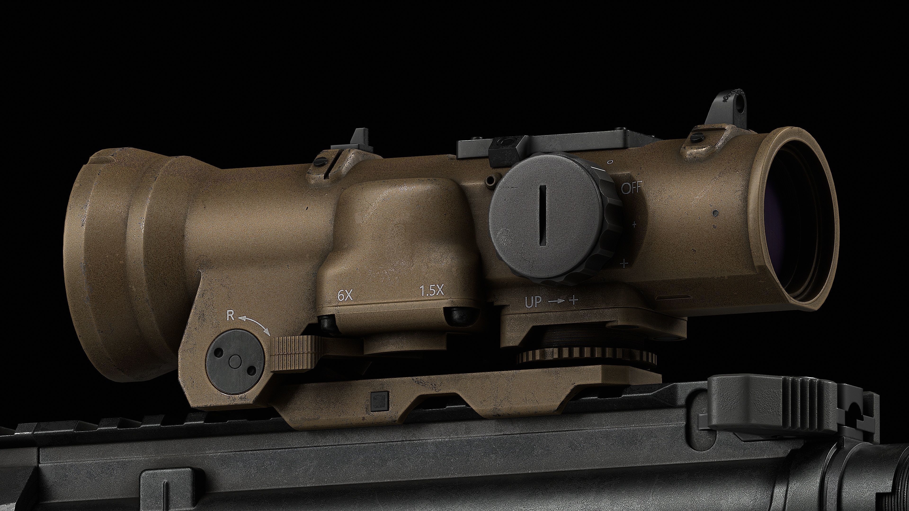 Scope Elcan SpecterDR 1 5 6x Low-poly 3D model_37