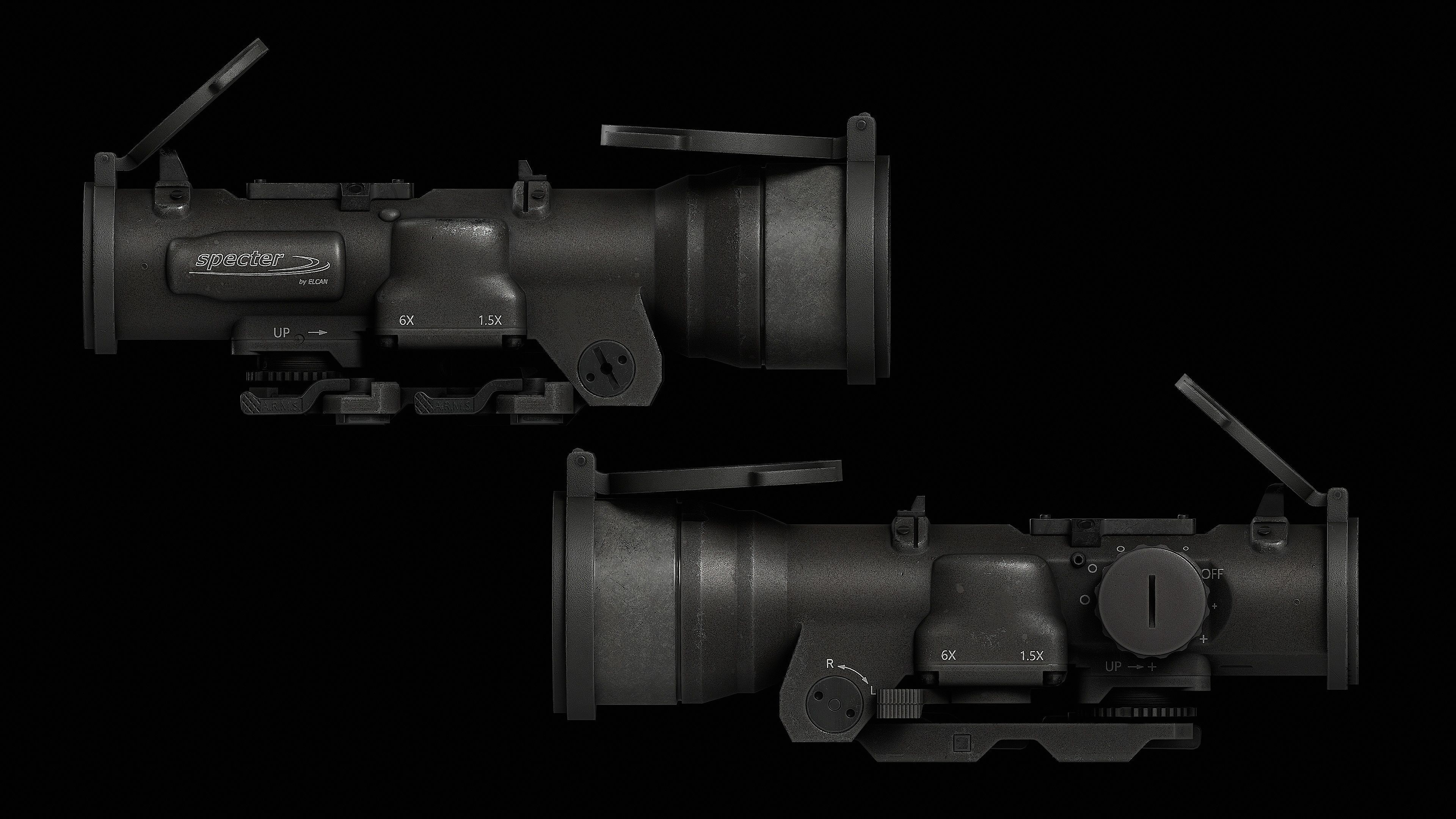 Scope Elcan SpecterDR 1 5 6x Low-poly 3D model_27