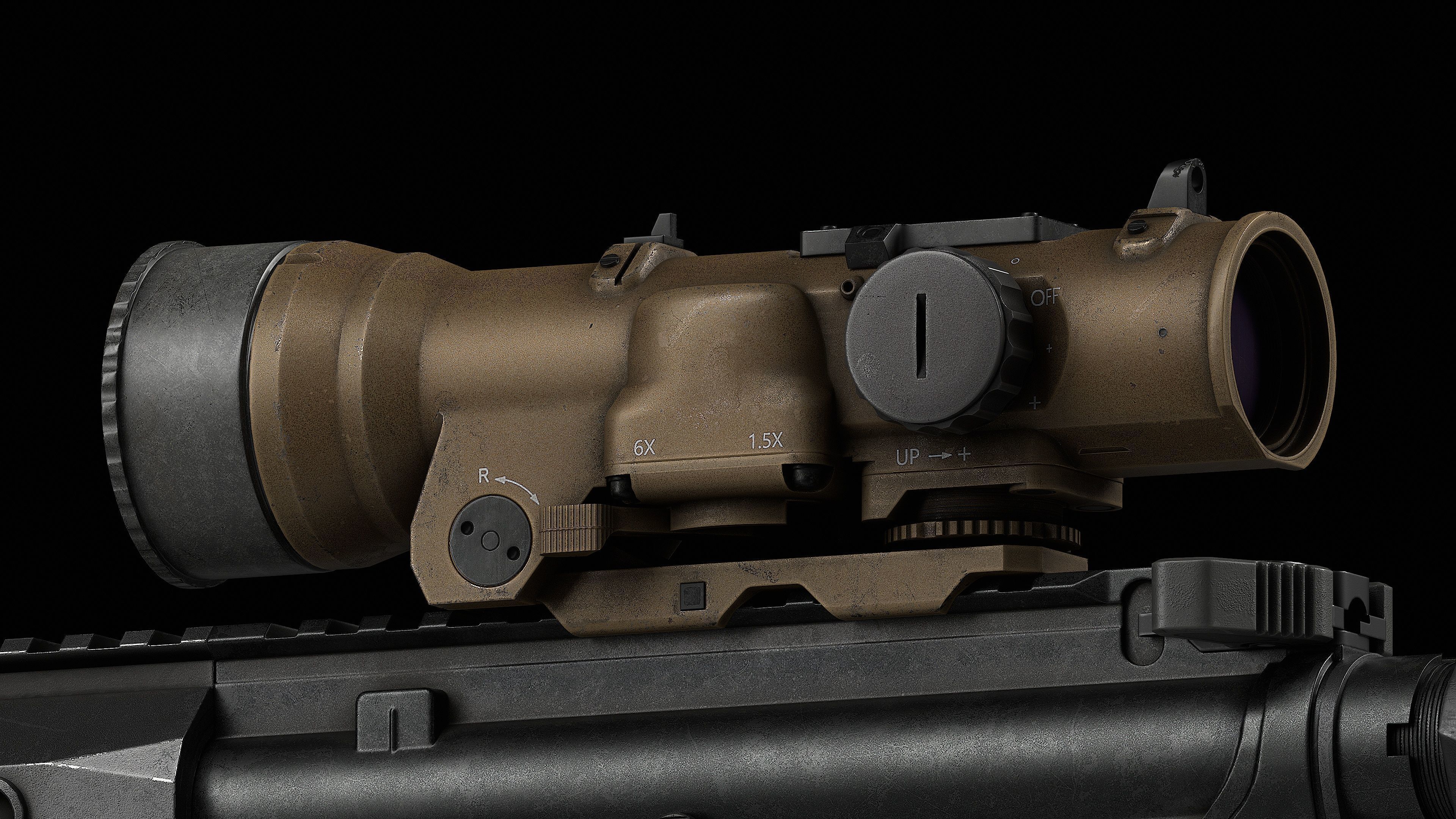 Scope Elcan SpecterDR 1 5 6x Low-poly 3D model_42