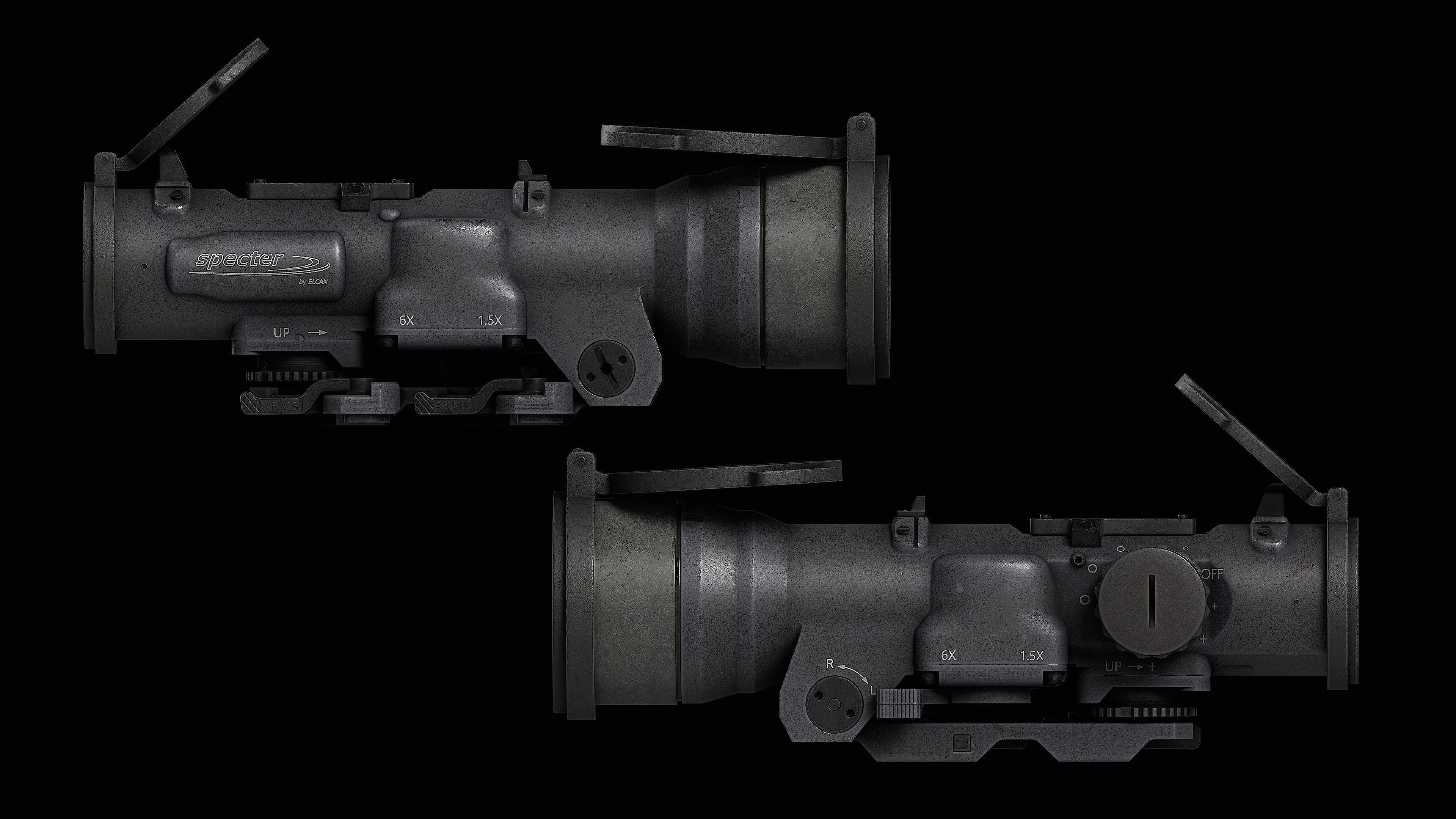 Scope Elcan SpecterDR 1 5 6x Low-poly 3D model_25