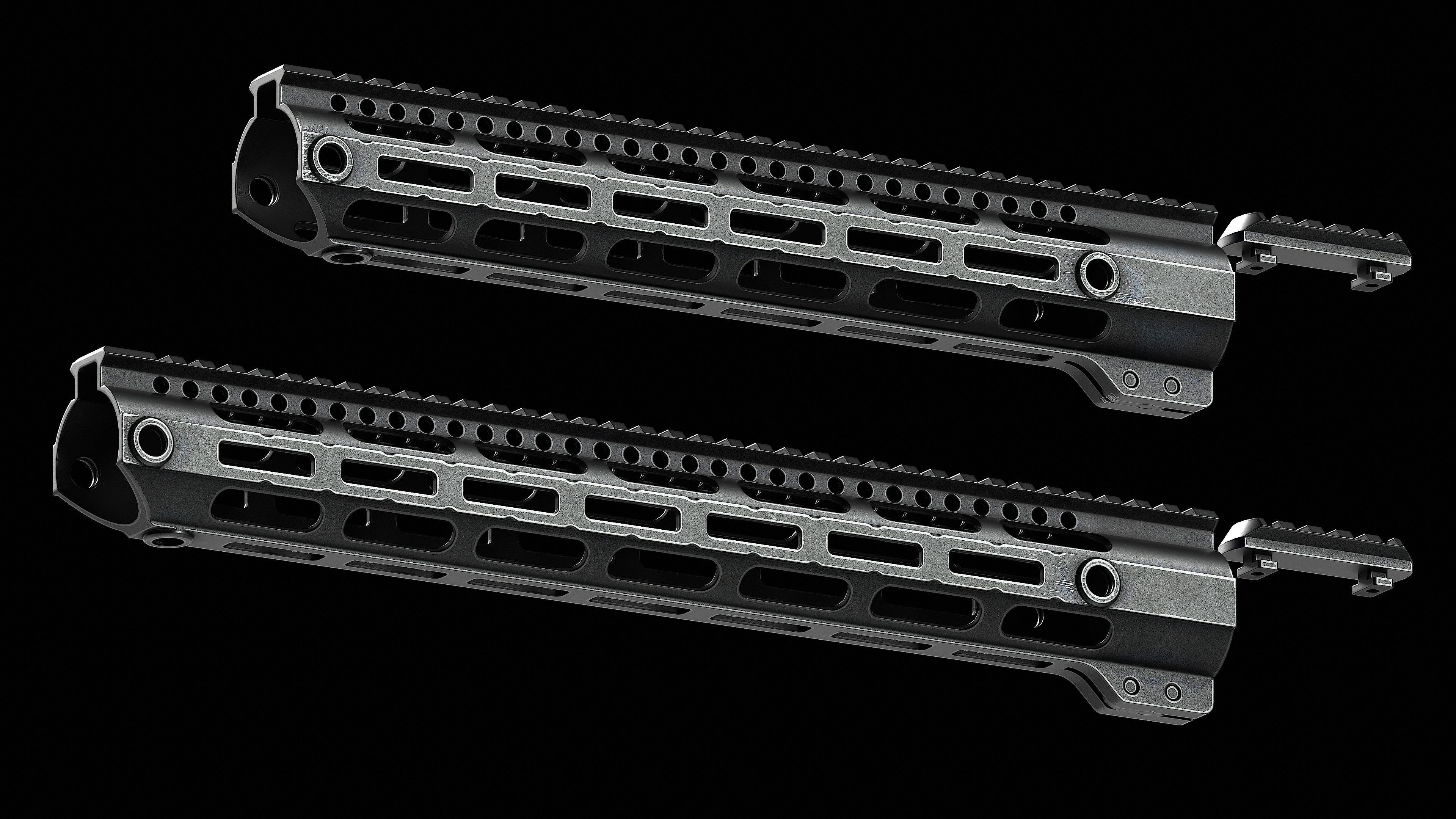 308 Combat Rail DPMS High M LOK Handguard Low-poly 3D model_2