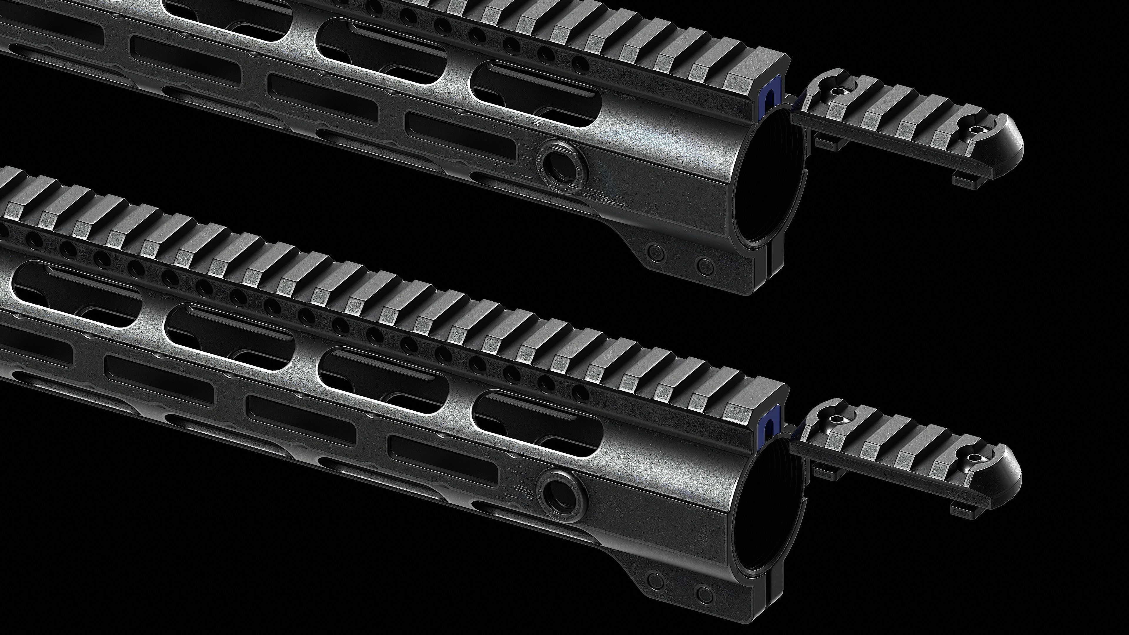 308 Combat Rail DPMS High M LOK Handguard Low-poly 3D model_10