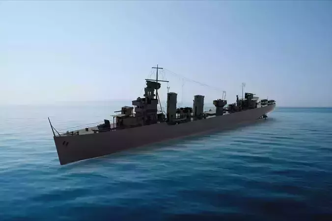 Royal Navy destroyer HMS Basilisk 3D model