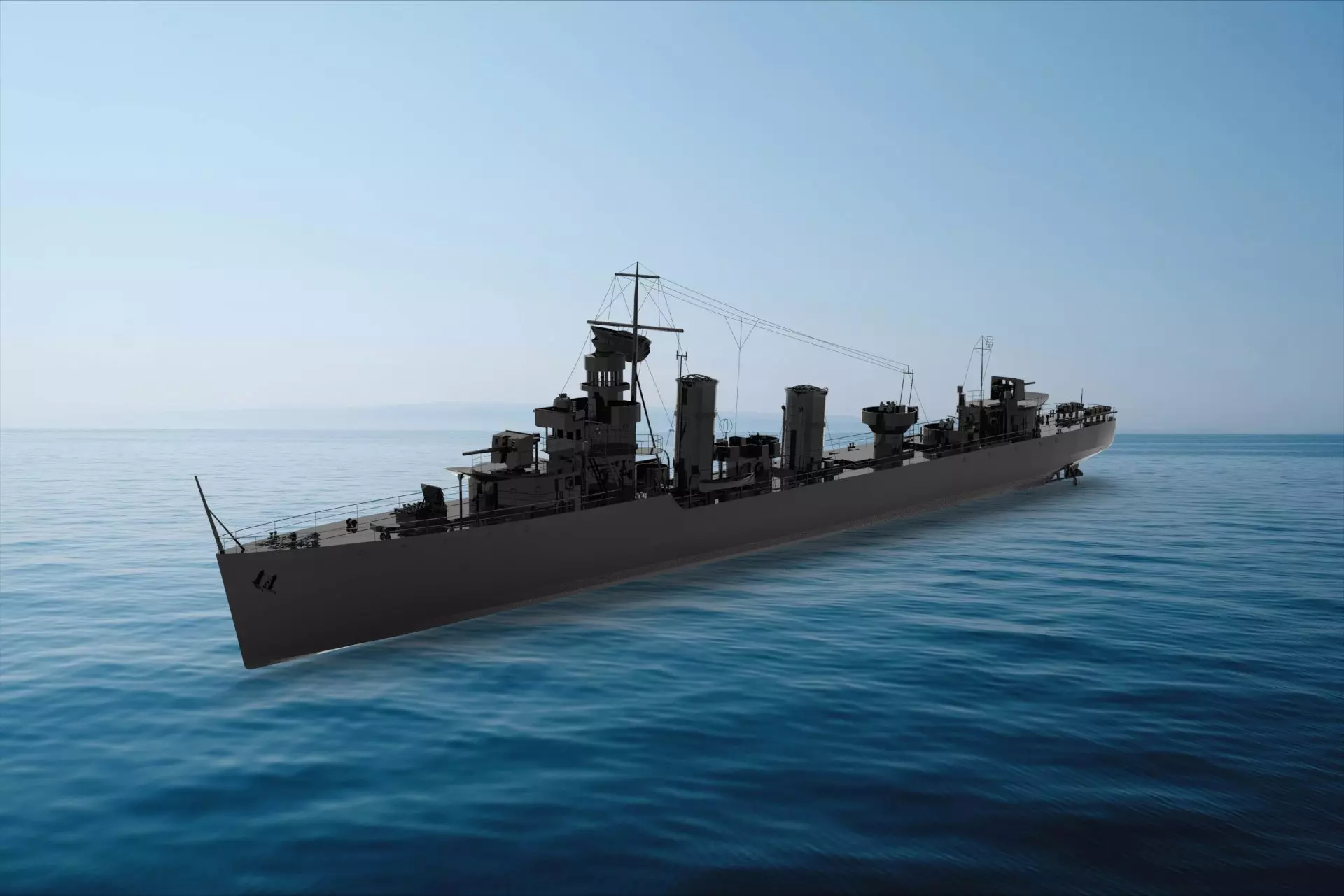 Royal Navy destroyer HMS Basilisk 3D model_0