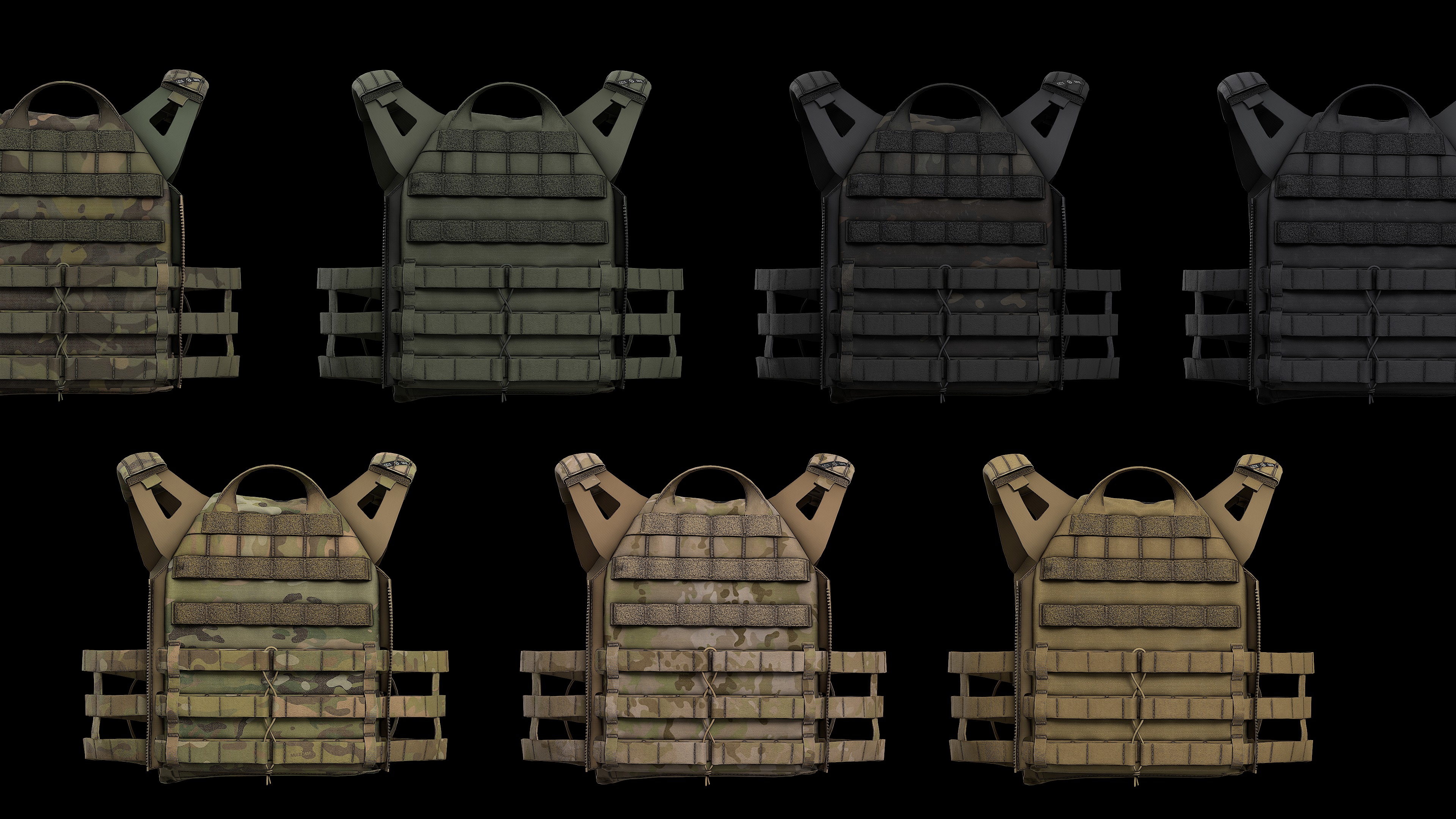 Plate Carriers CRYE JPC 2 V1 V2 V3 Low-poly 3D model_8