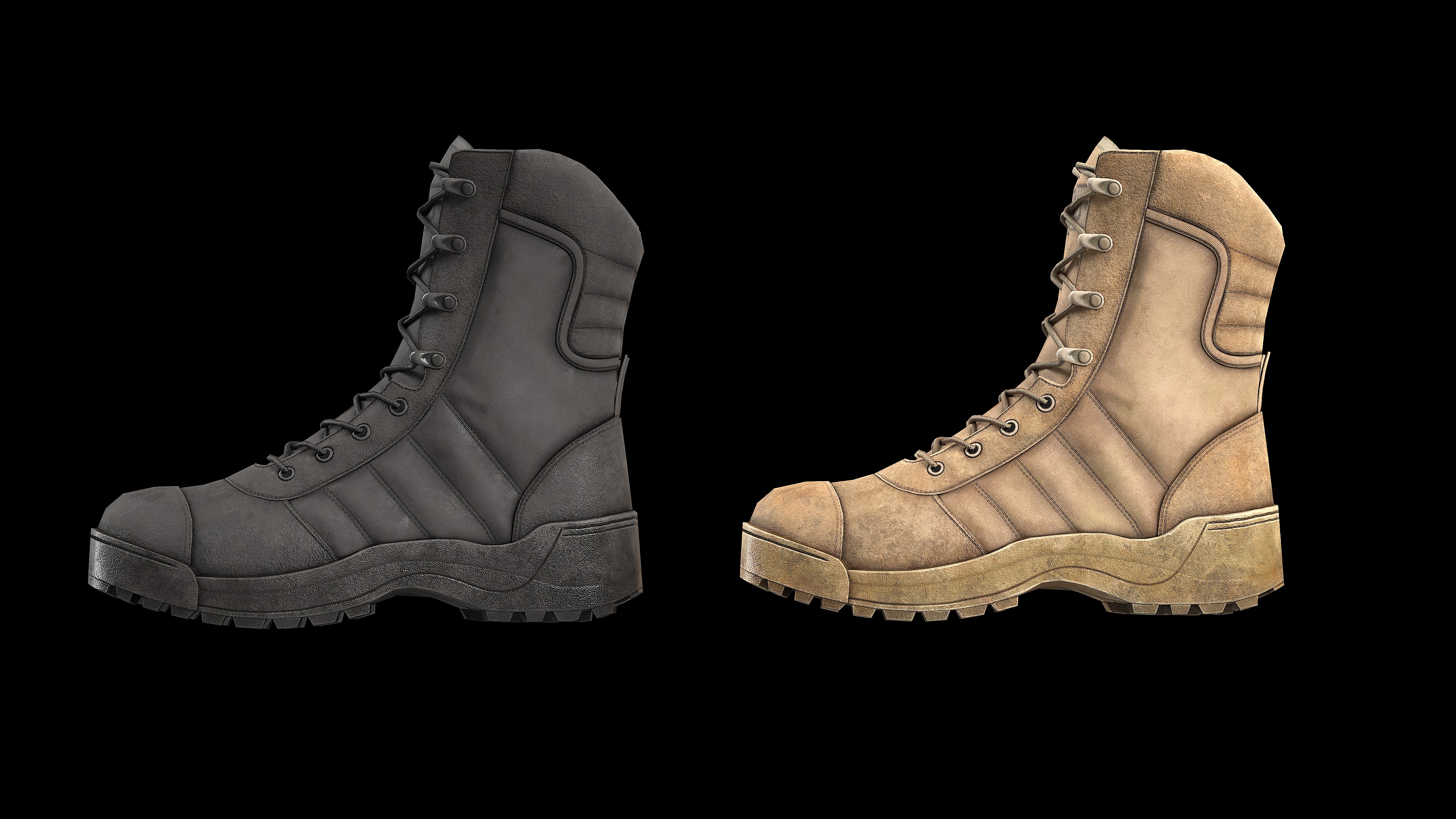 Tactical boots Low-poly 3D model_14