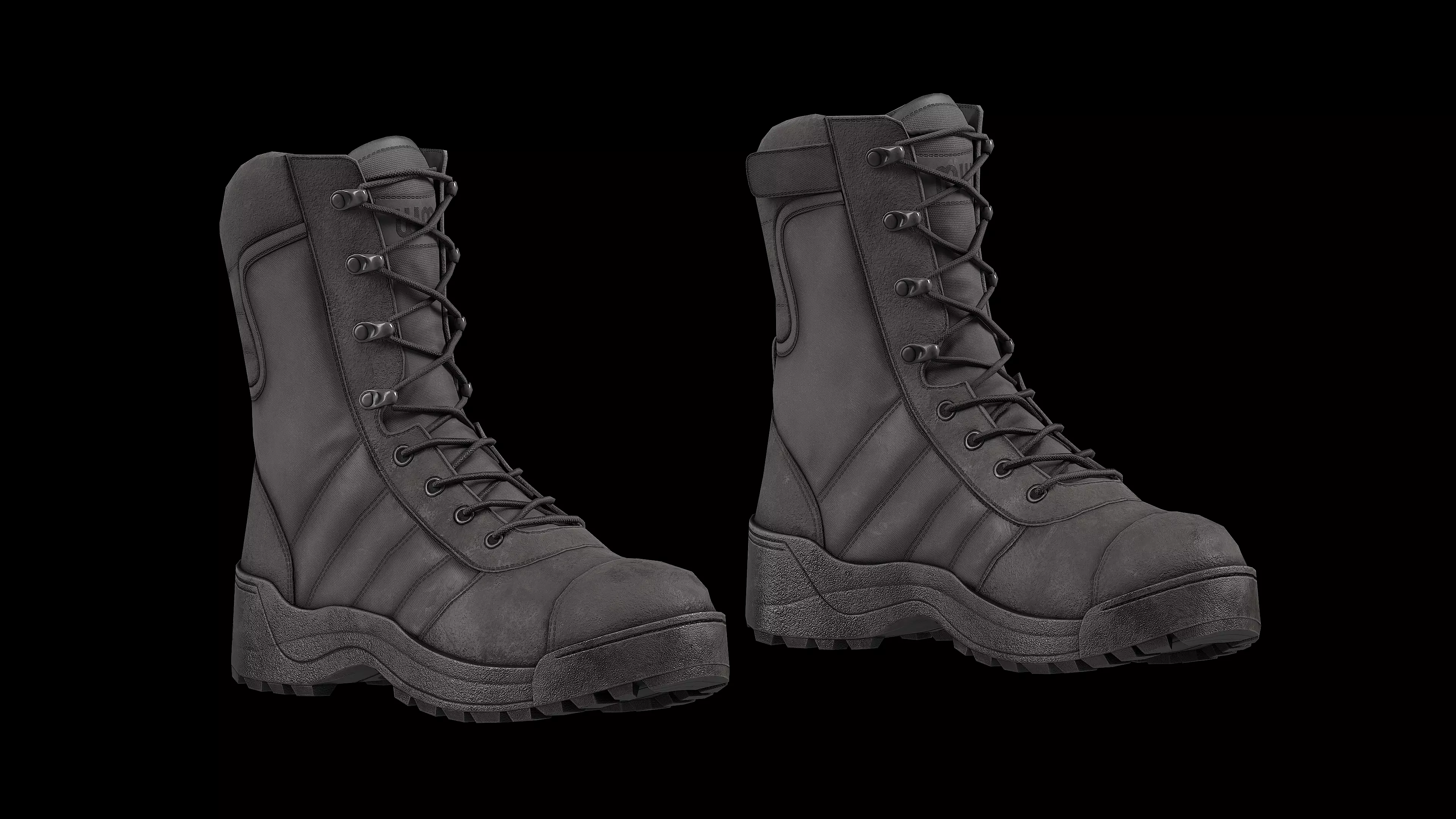 Tactical boots Low-poly 3D model_0