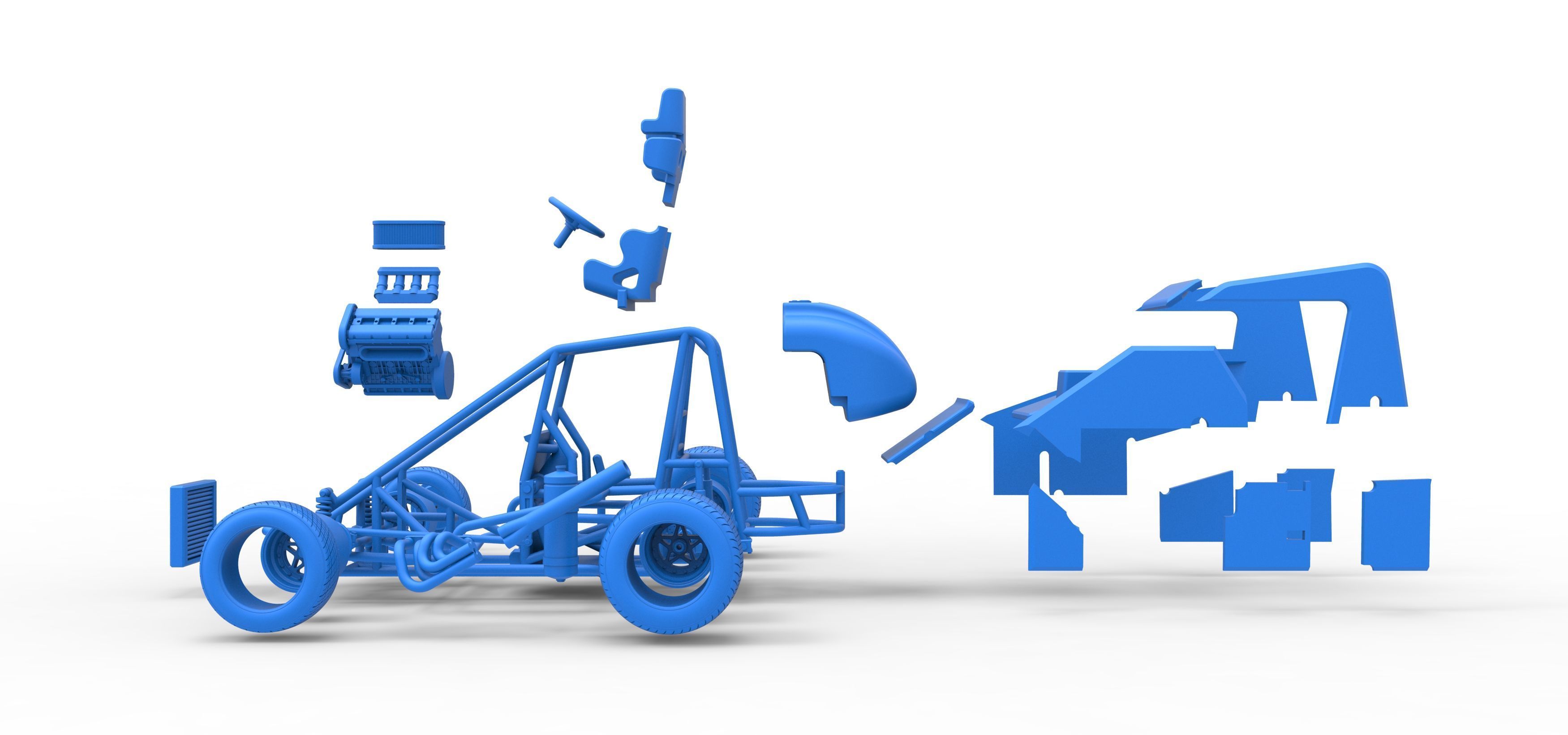 Midget car Scale 1 to 25 3D print model_60