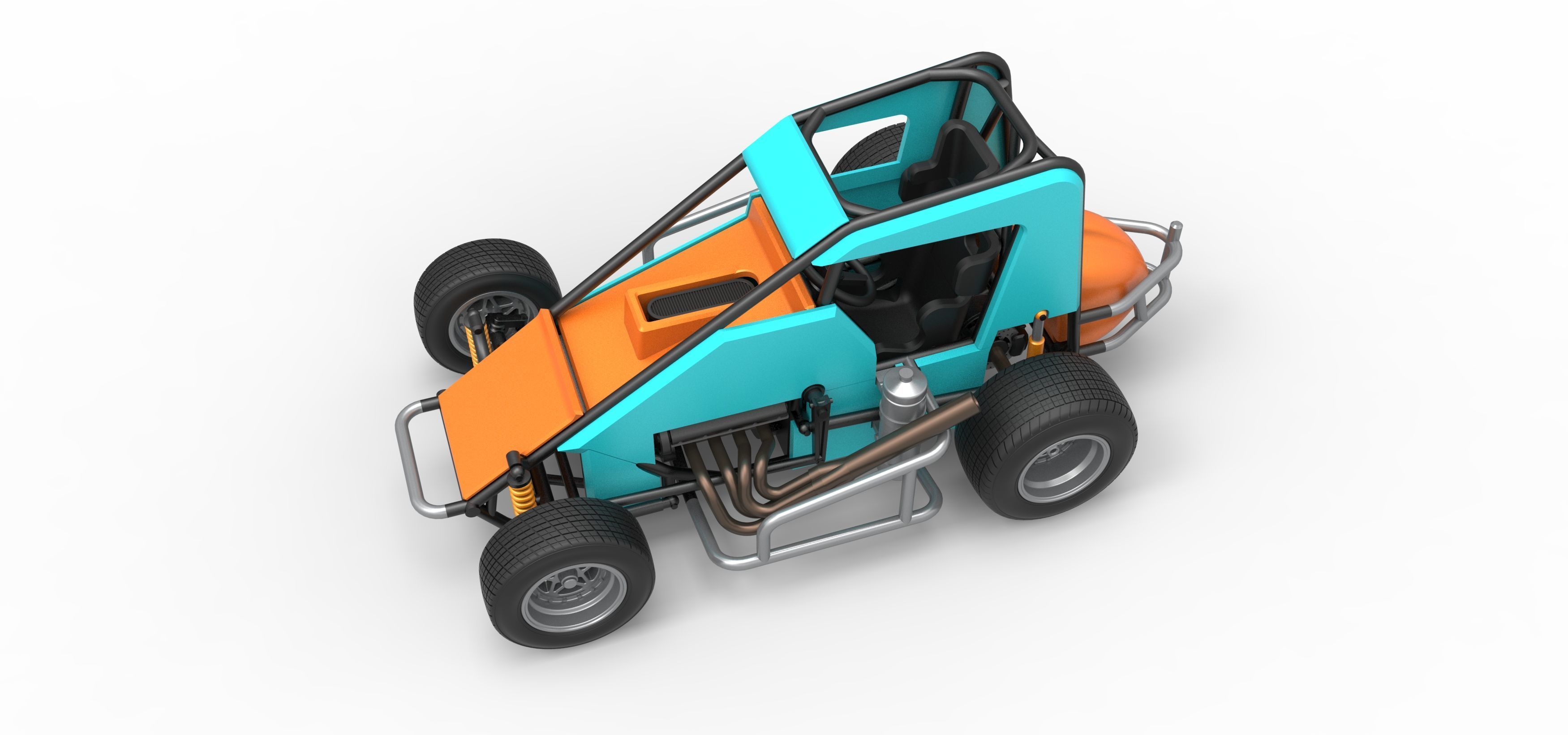 Midget car Scale 1 to 25 3D print model_4