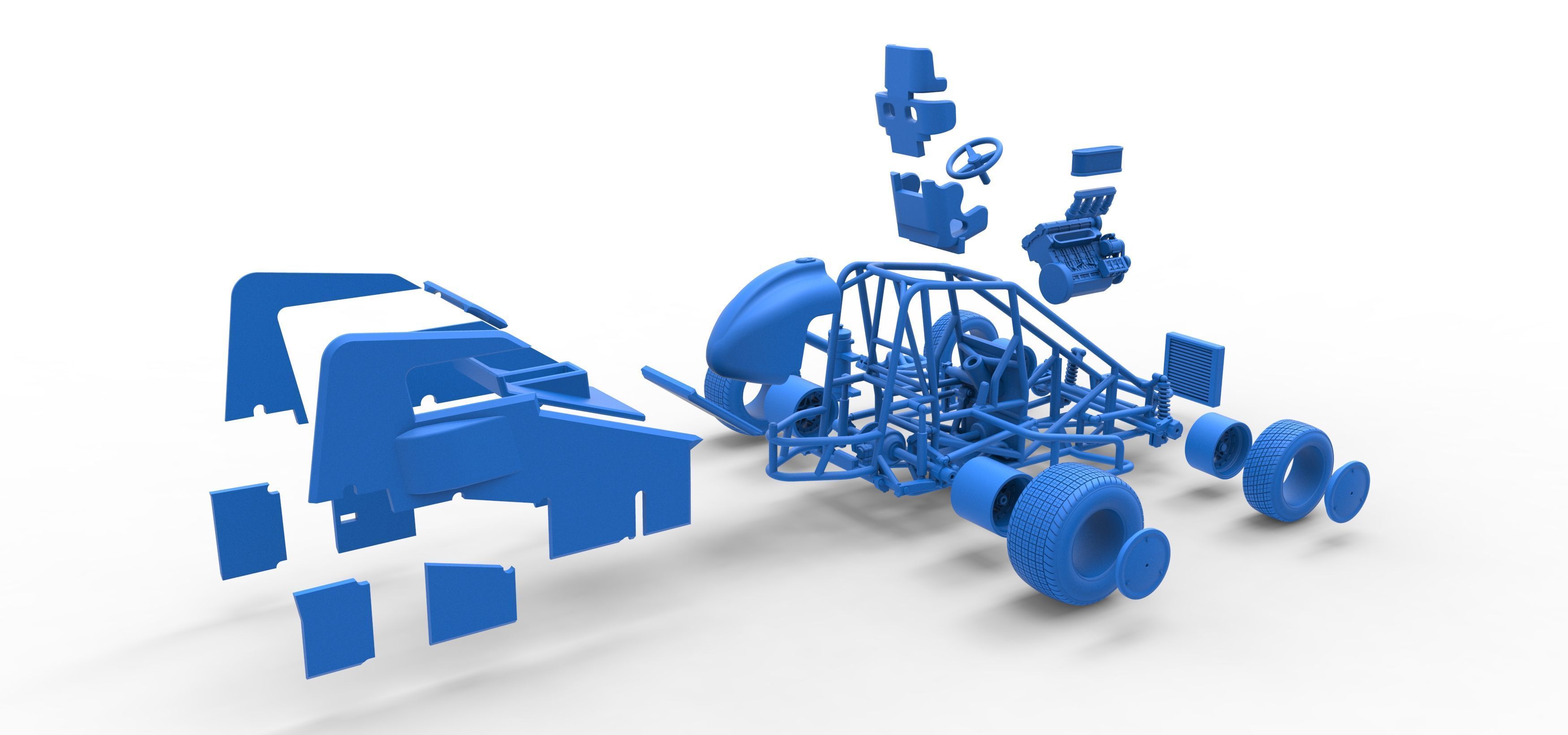 Midget car Scale 1 to 25 3D print model_64