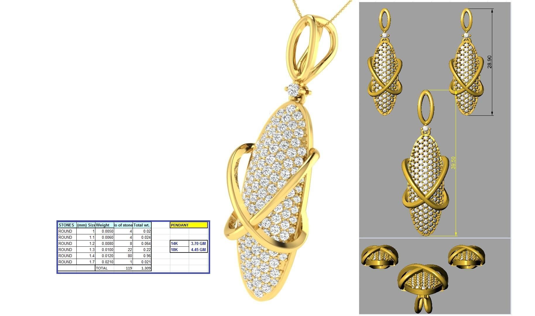 Luxury in Every Sparkle Ladies Diamond Pendant Sets 3D print model_9