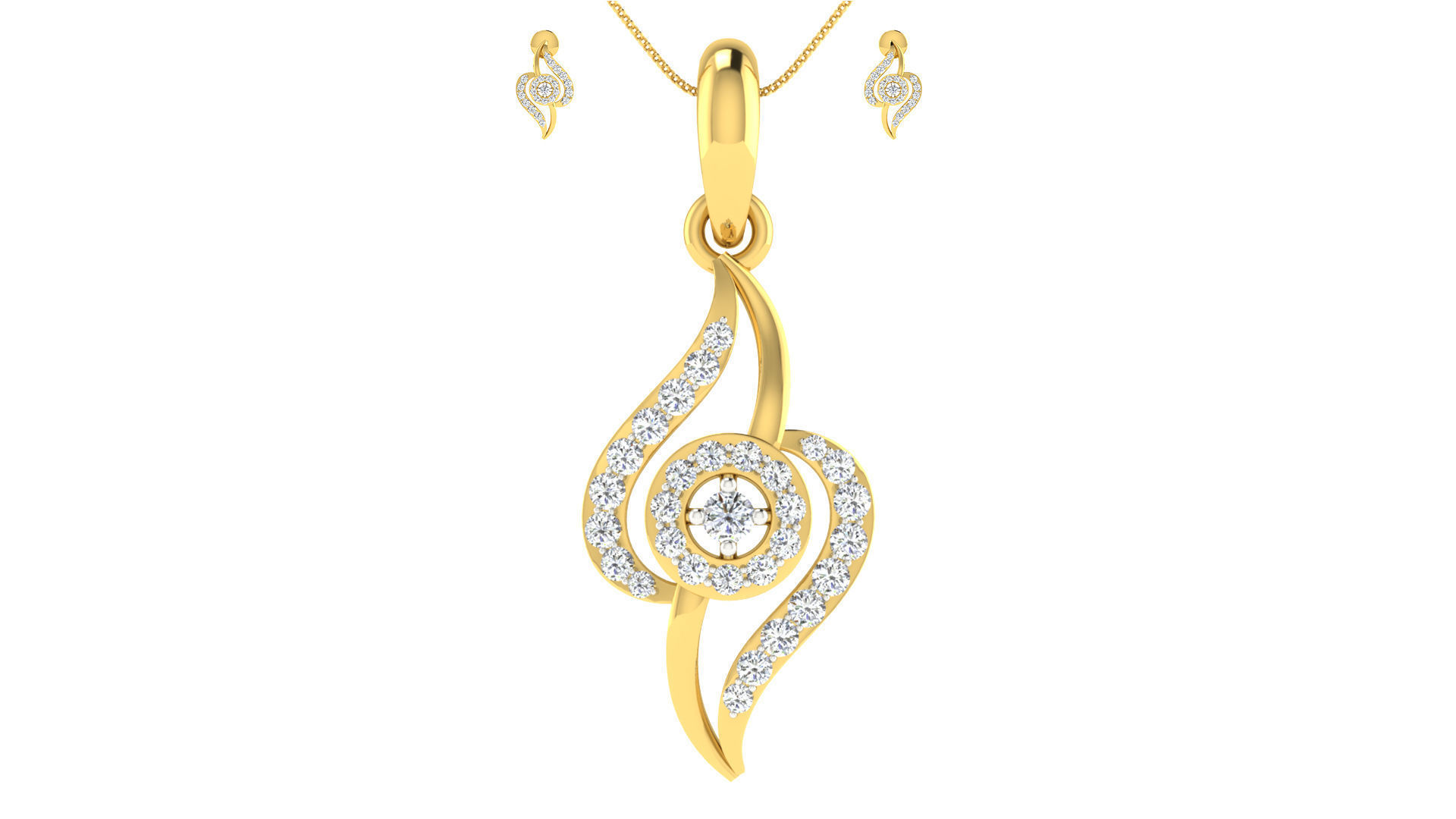 Luxury in Every Sparkle Ladies Diamond Pendant Sets 3D print model_11
