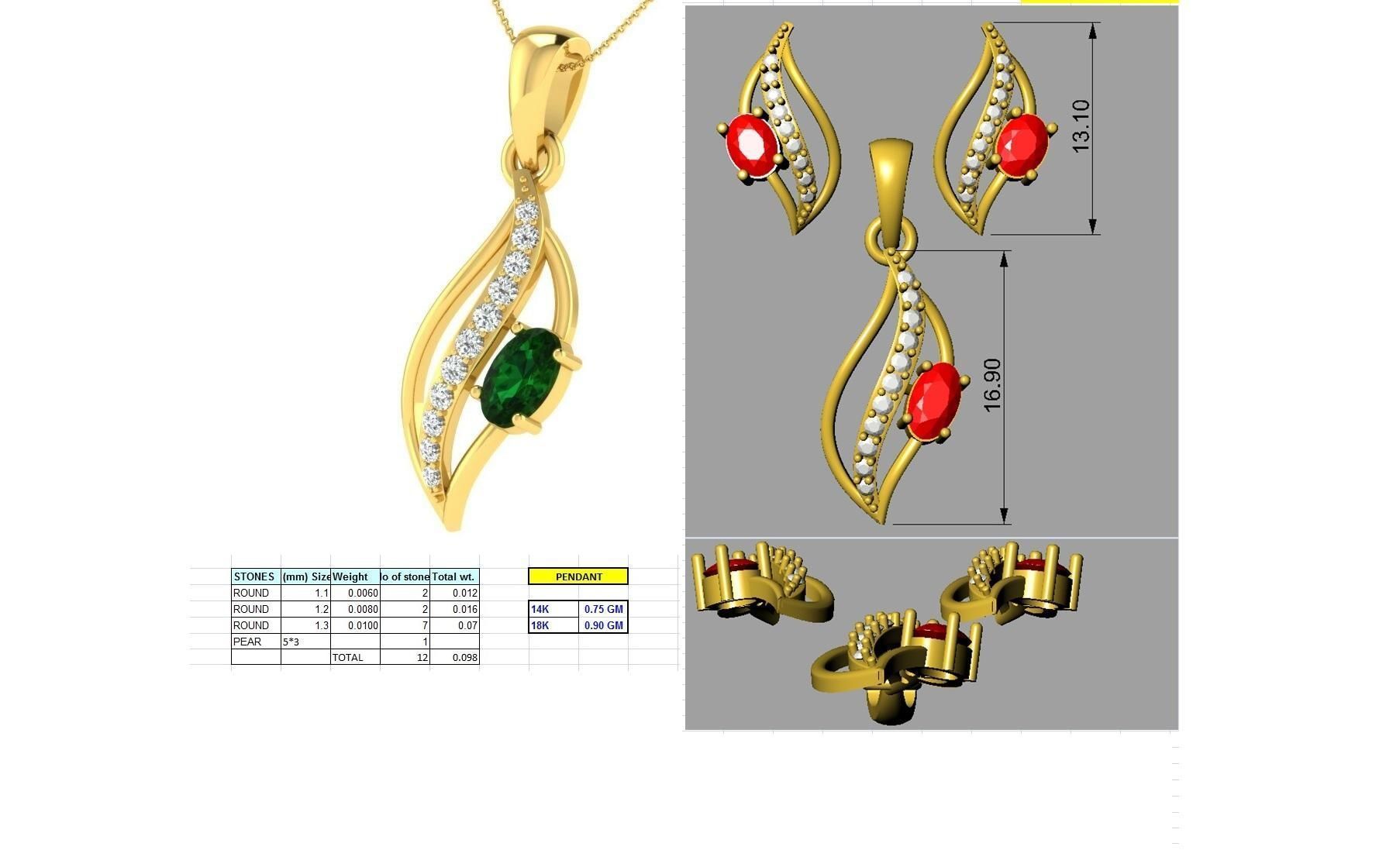 Luxury in Every Sparkle Ladies Diamond Pendant Sets 3D print model_13