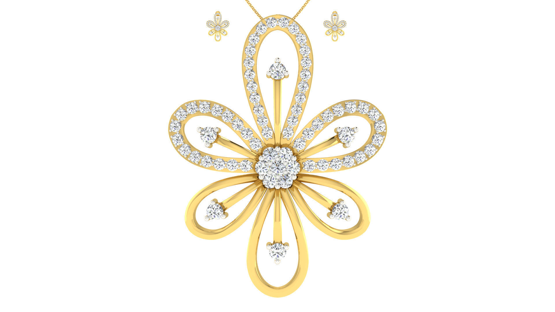 Luxury in Every Sparkle Ladies Diamond Pendant Sets 3D print model_25