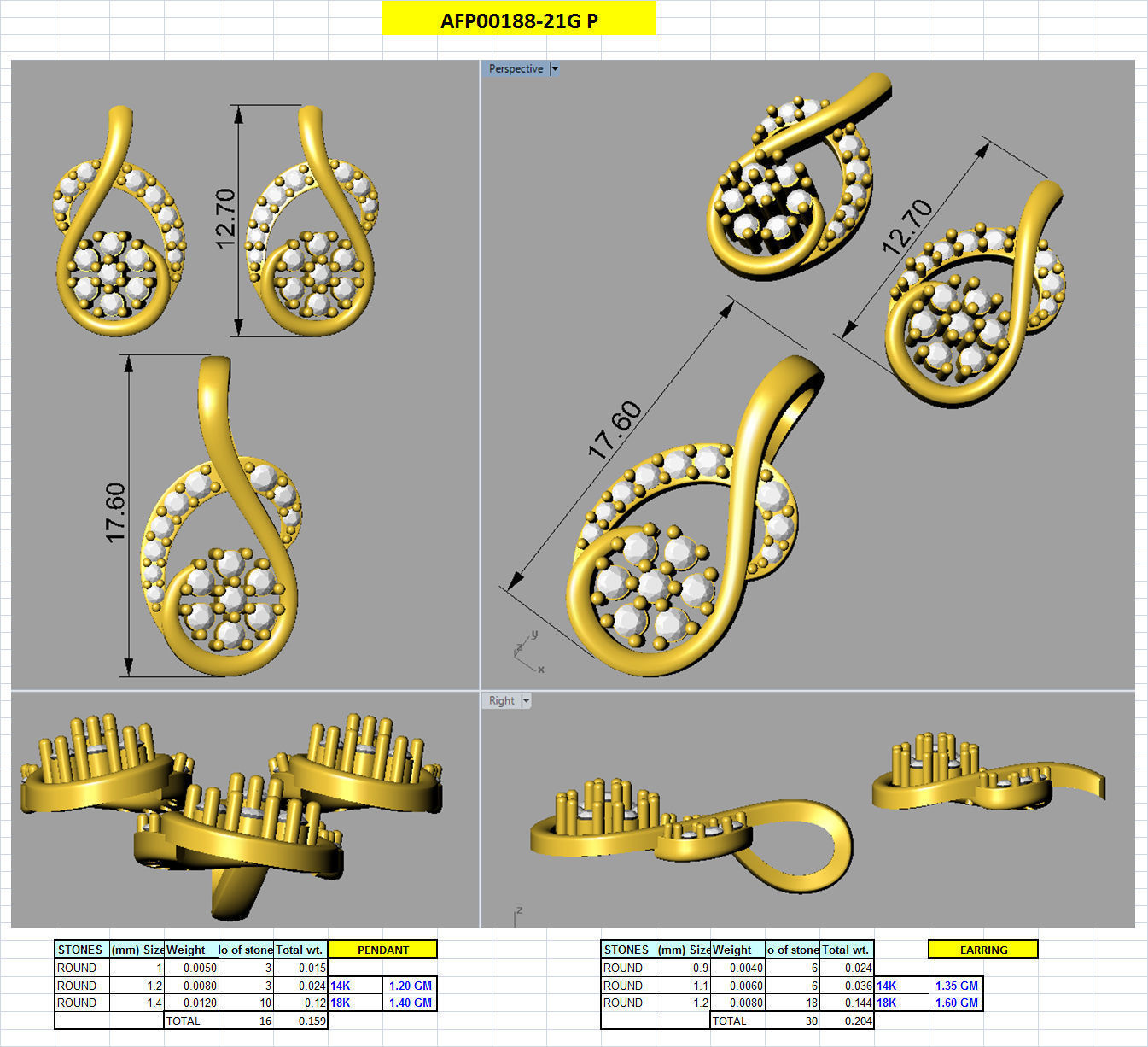 Luxury in Every Sparkle Ladies Diamond Pendant Sets 3D print model_98