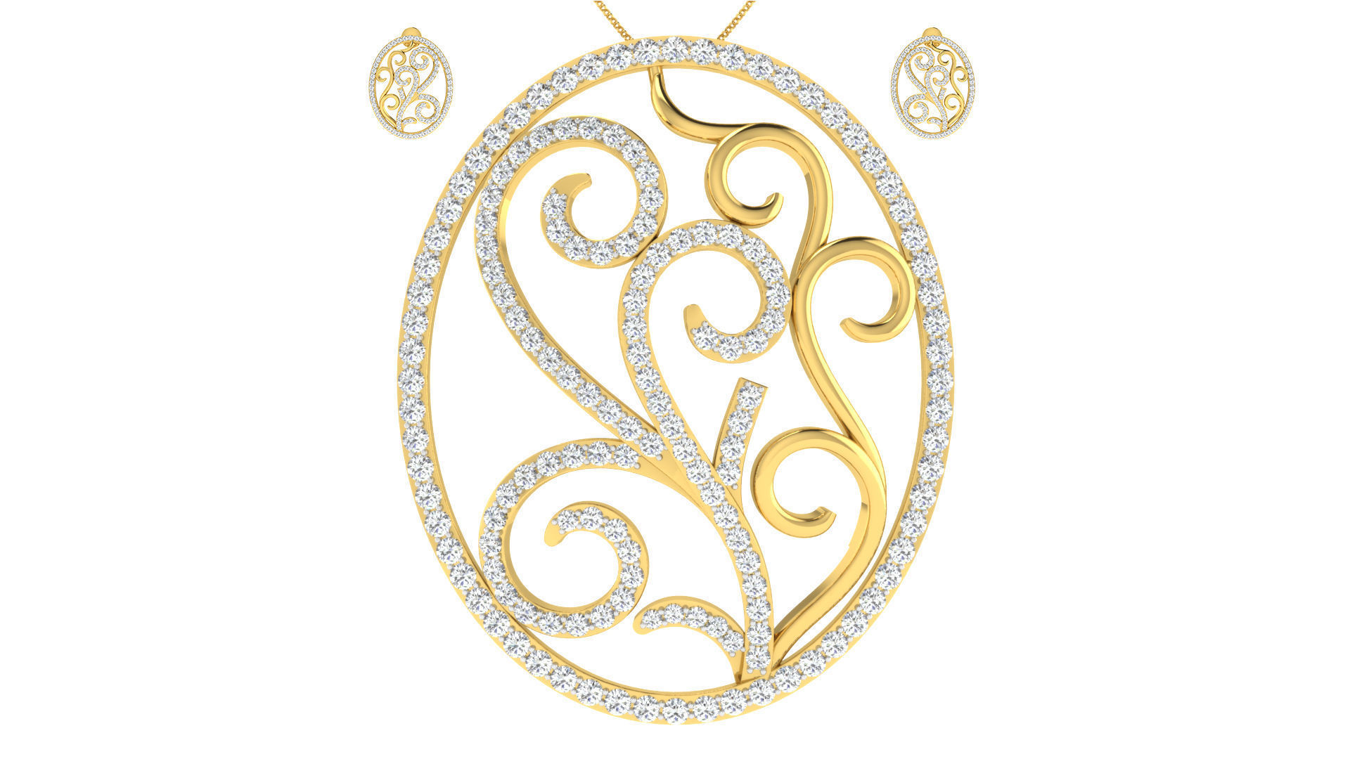 Luxury in Every Sparkle Ladies Diamond Pendant Sets 3D print model_49